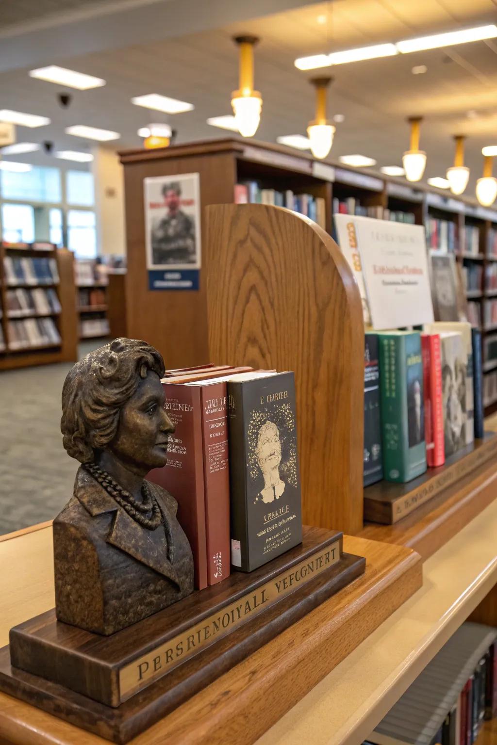 DIY bookends adding character and cohesion.