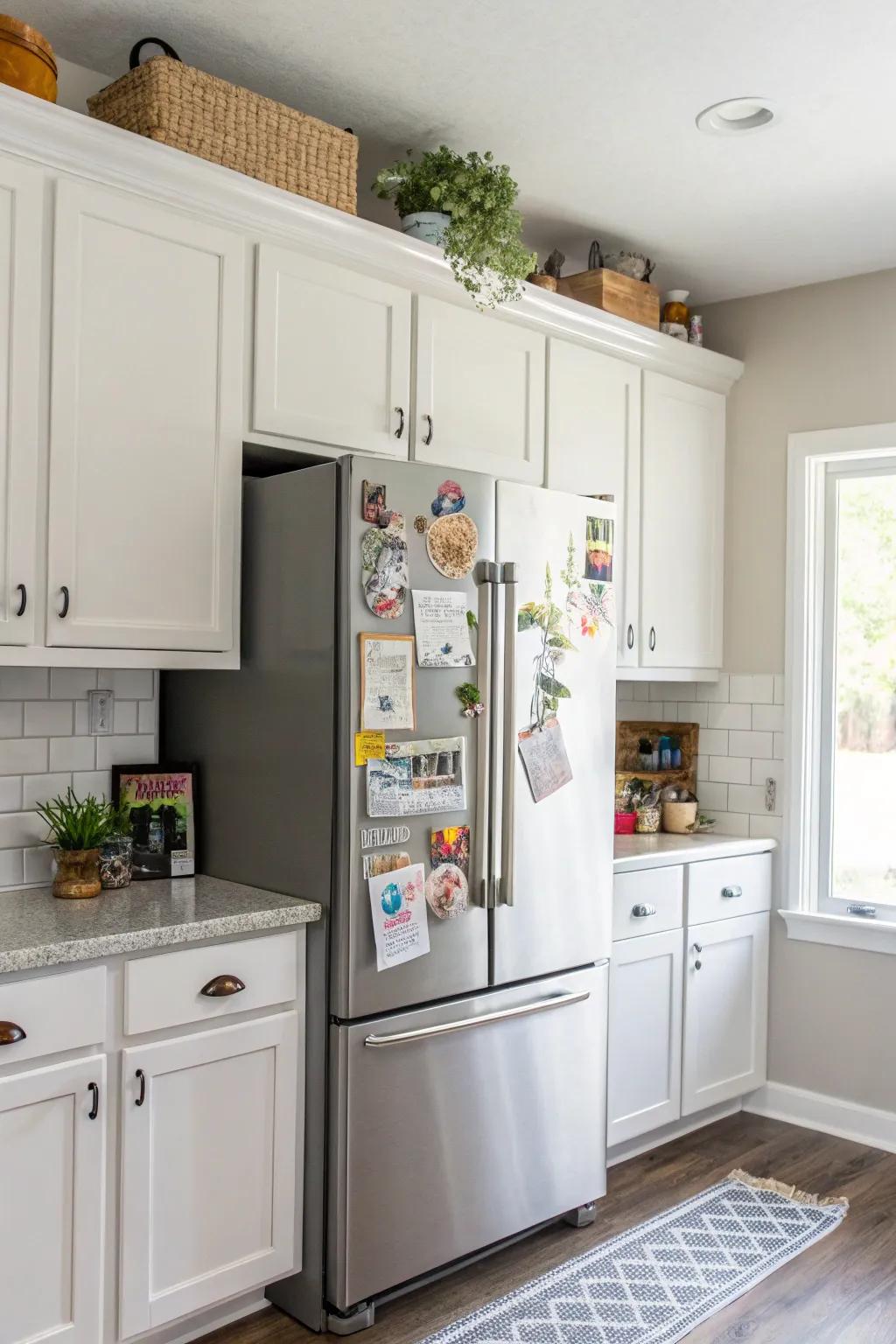 Magnetic mechanisms provide easy access to high cabinets.