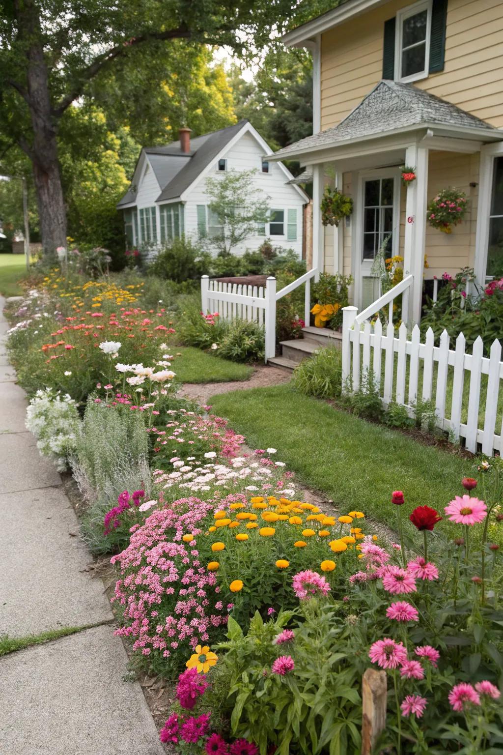 Native flower beds bring color and support local ecosystems.