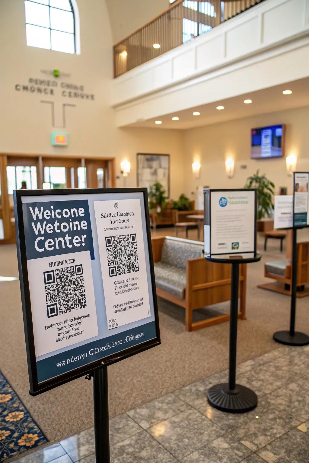 QR codes offer quick digital access to church resources.