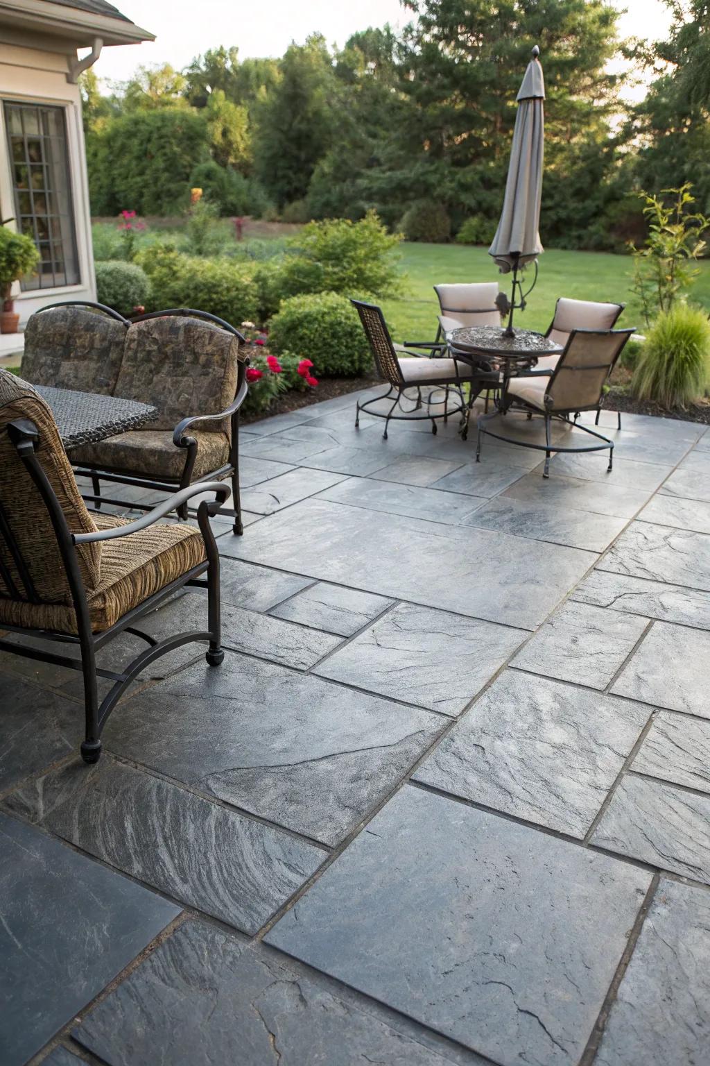 Concrete overlays can mimic natural materials, offering a fresh look.