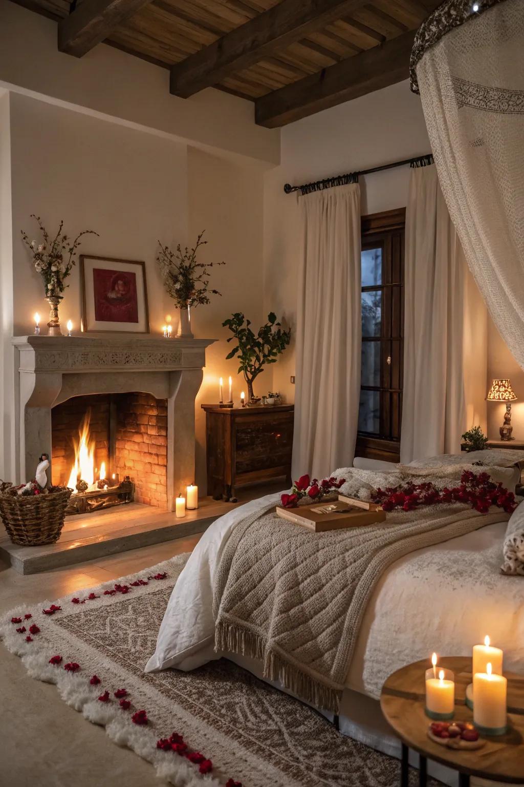 A fireplace for cozy, romantic nights