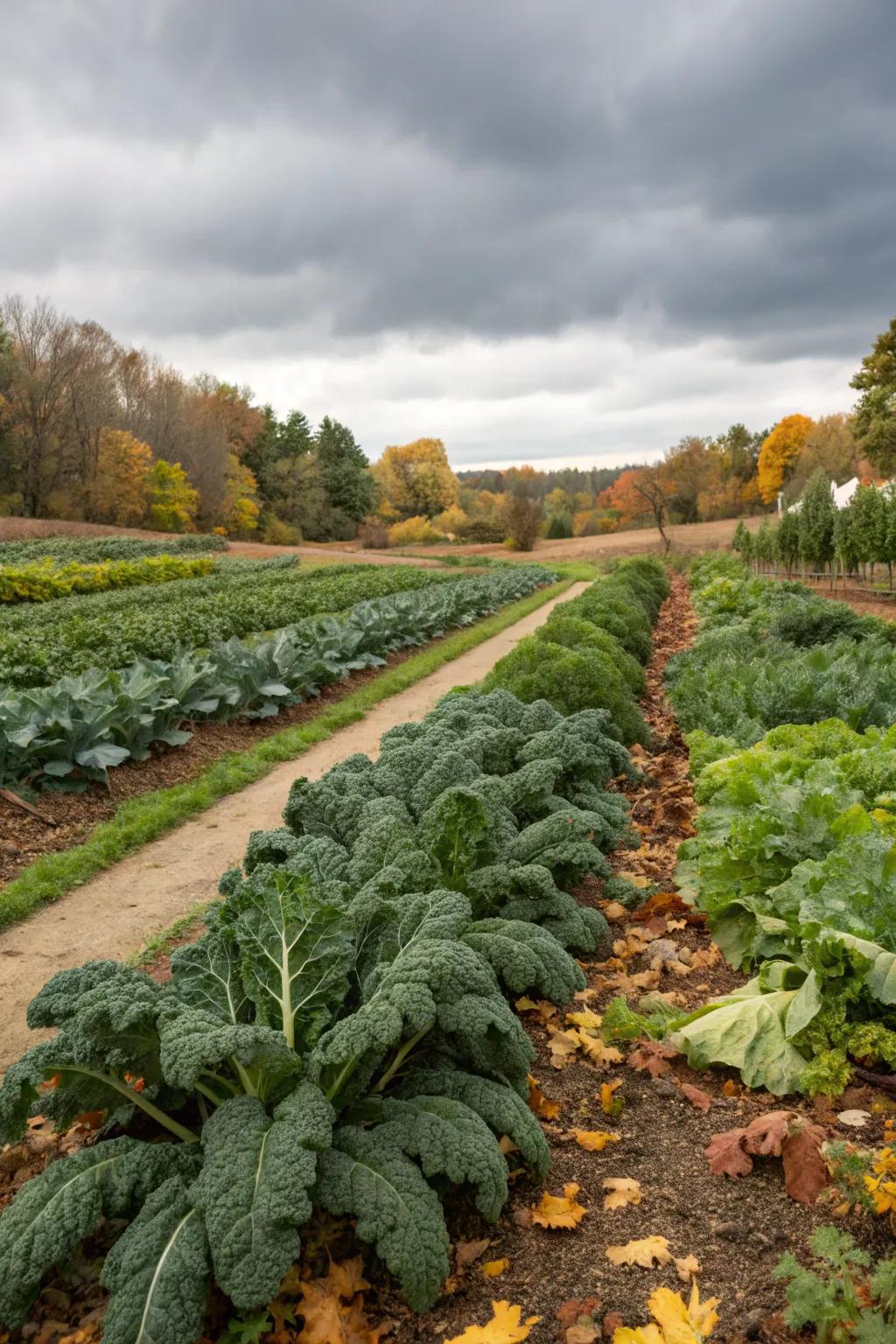 Fall veggies provide garden texture and harvest.