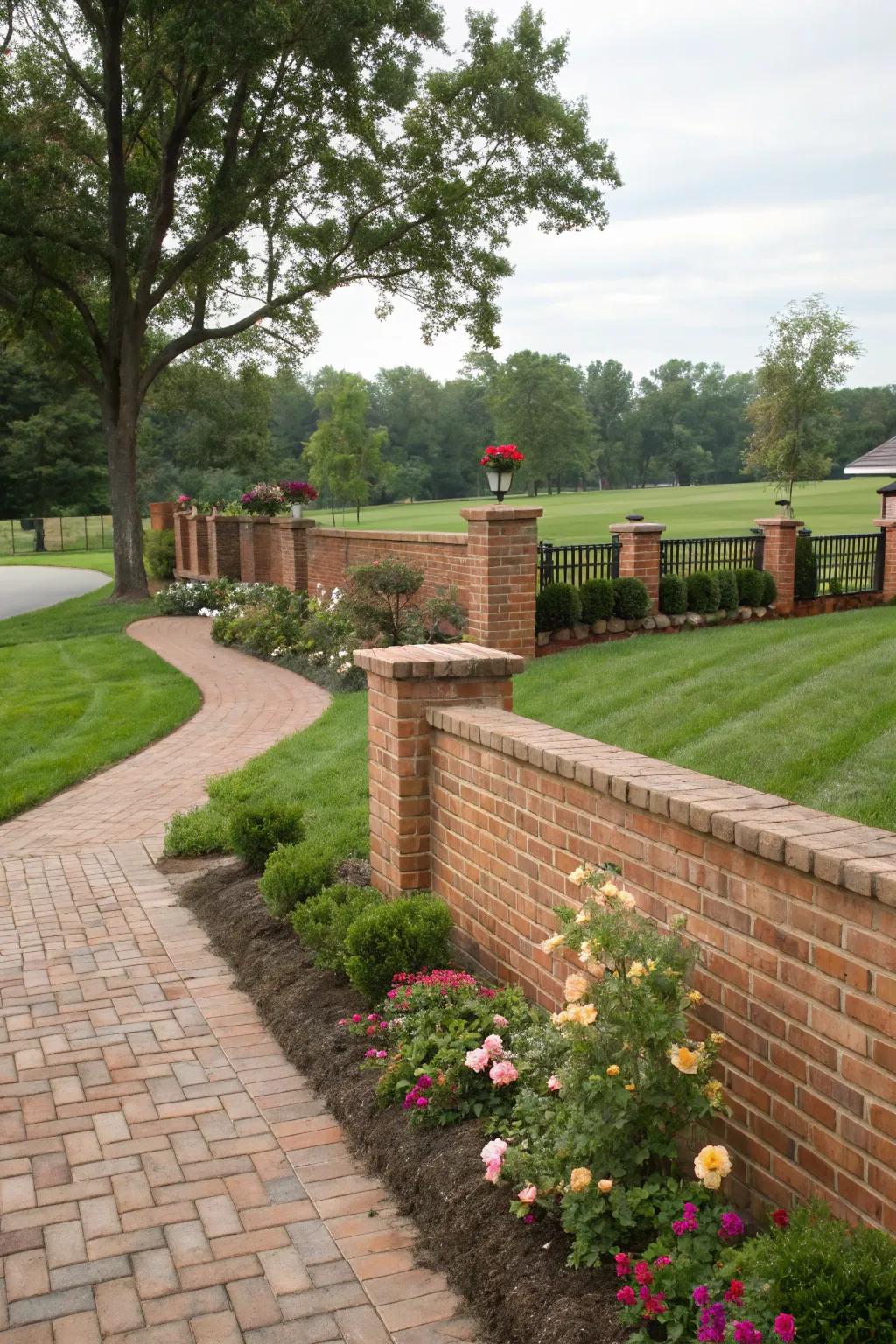 Brick pony walls offer subtle division and style.