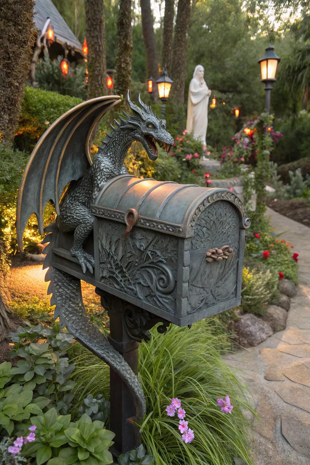 A dragon mailbox that guards your mail with mythical might.