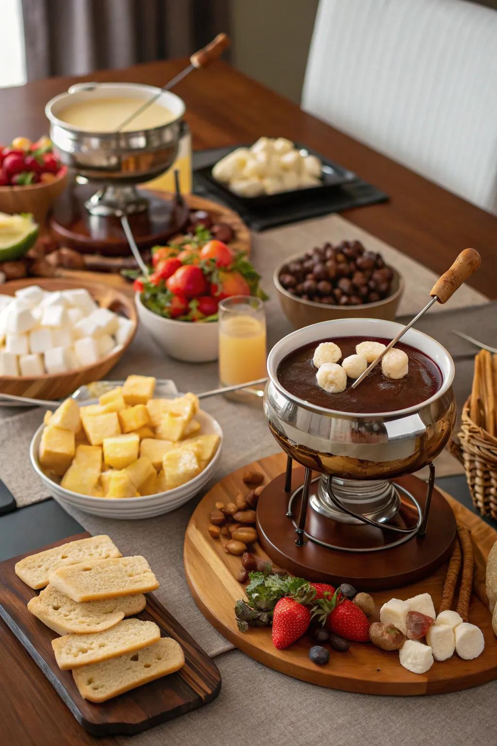 A delicious fondue night perfect for an interactive Galentine's Day feast.