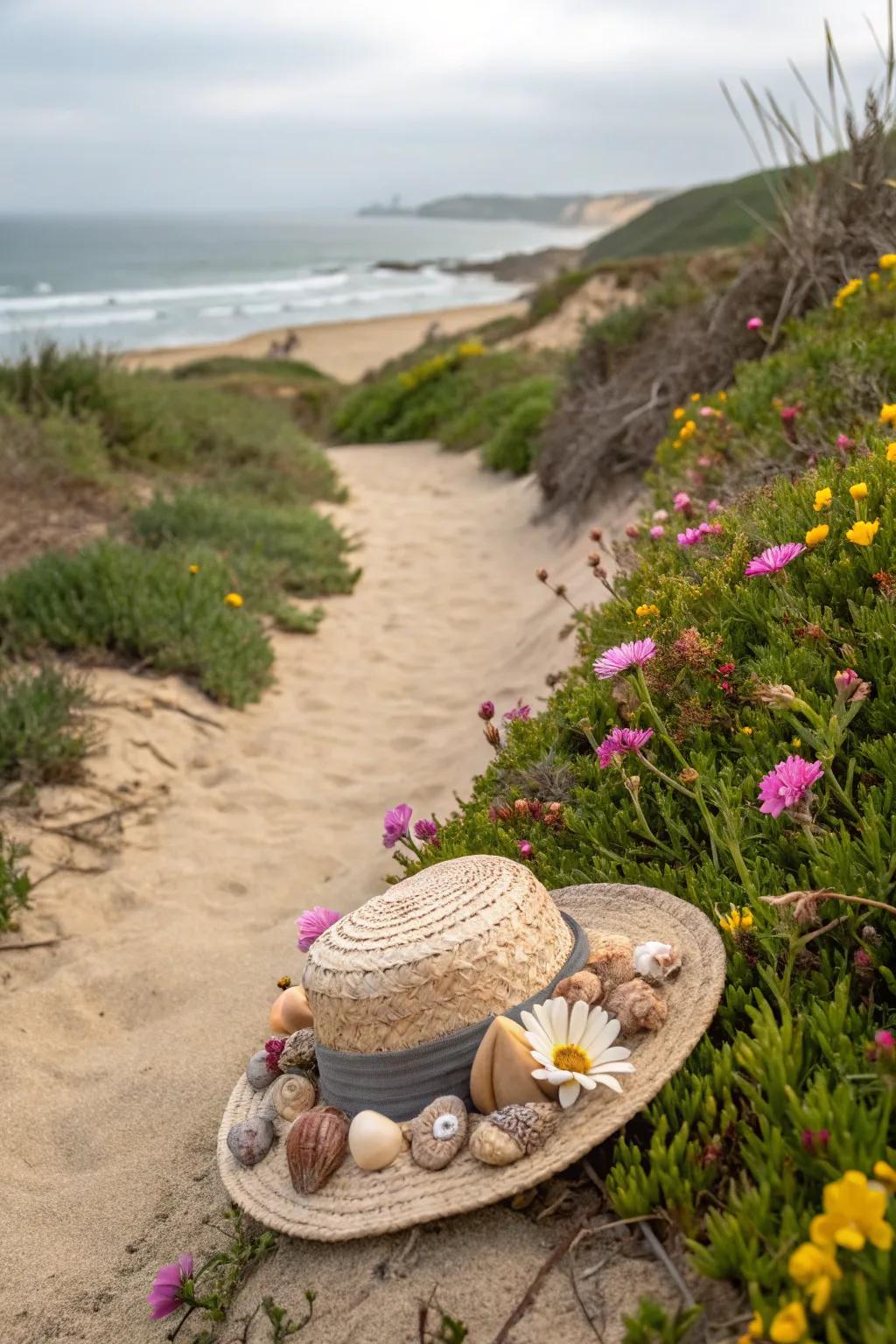 Coastal calm hat featuring seaside inspirations.