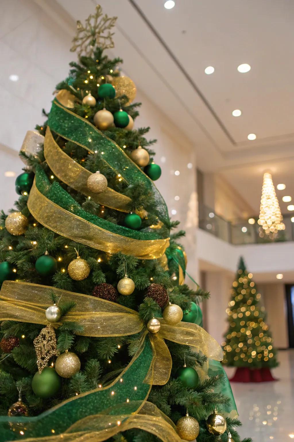 Layered garlands adding fullness to the tree