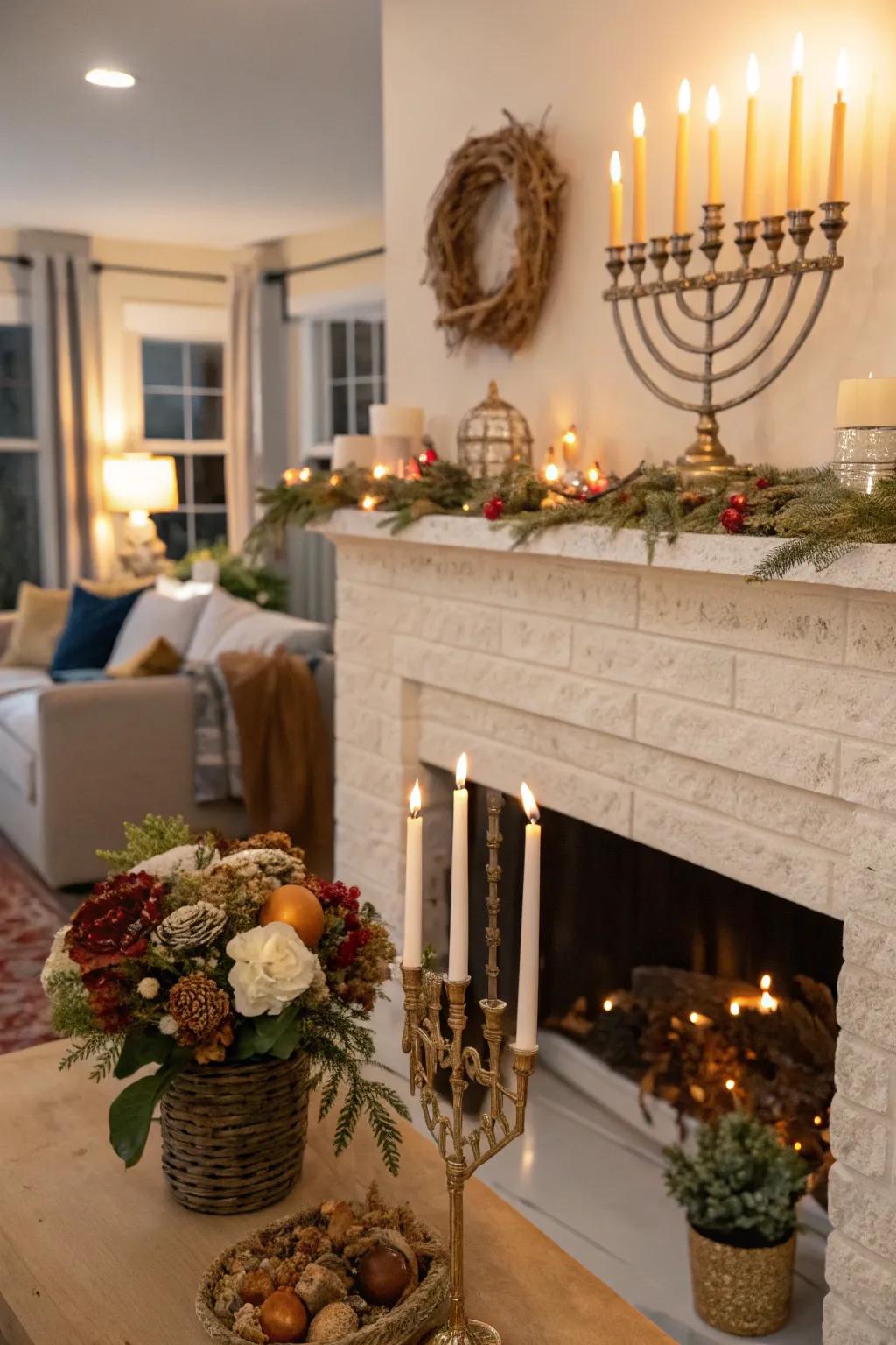 Create a cozy focal point with mantel decor.