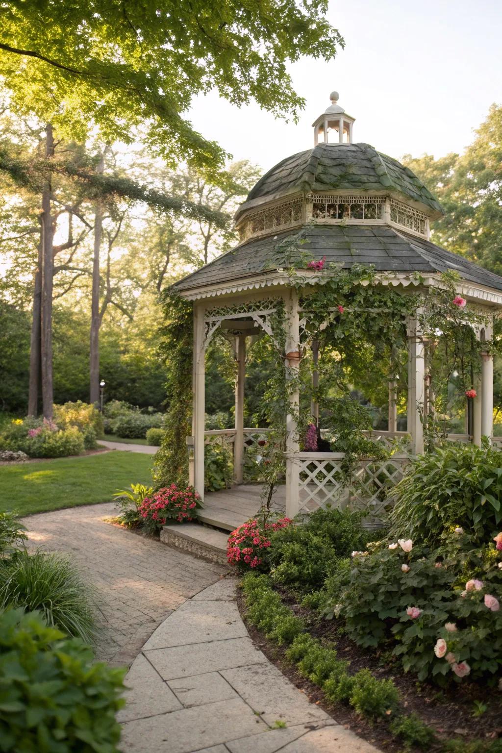 Gazebos offer a charming and versatile space in the garden.