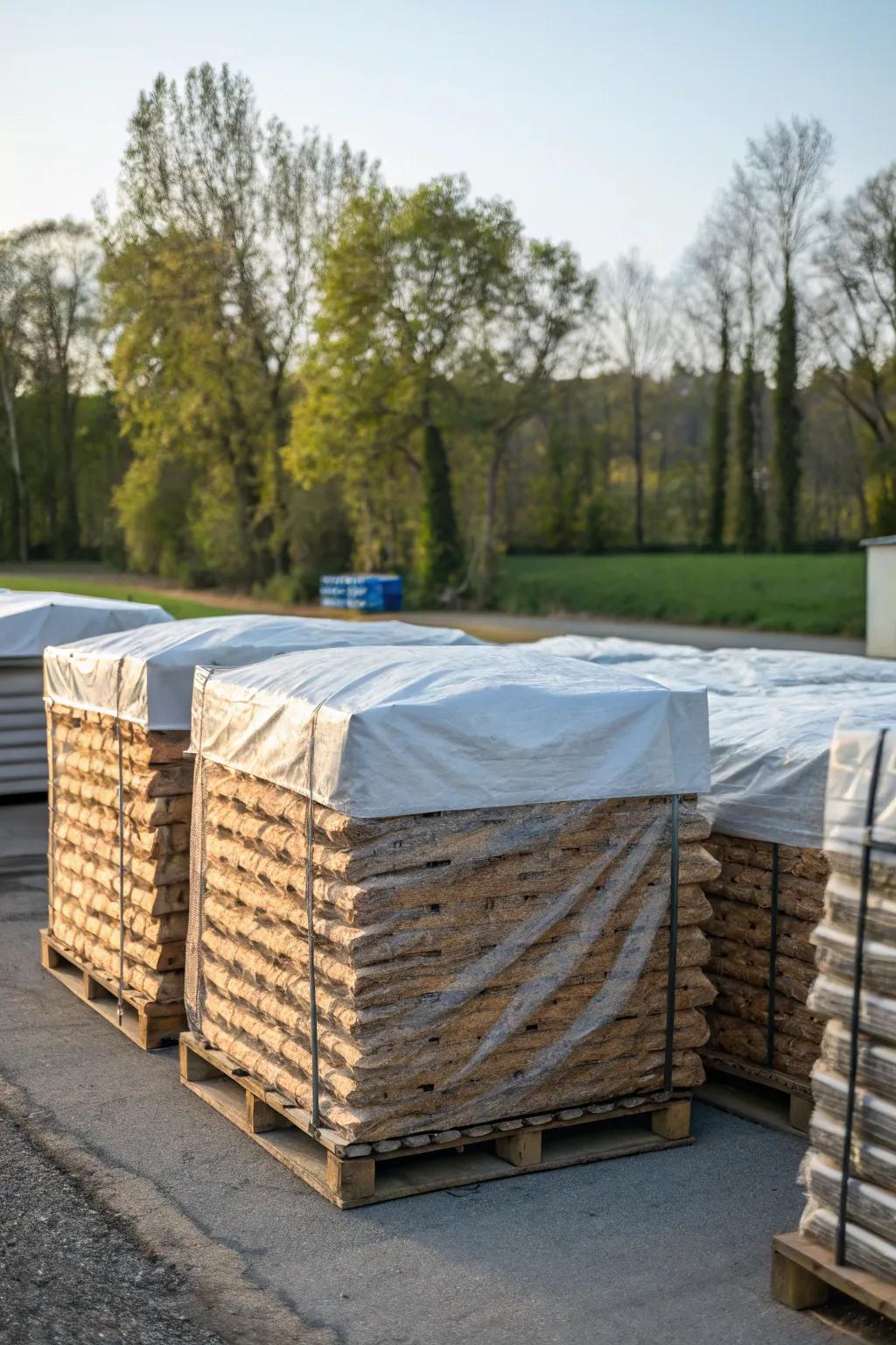 Waterproof covers are essential for protecting outdoor pellet storage from moisture.