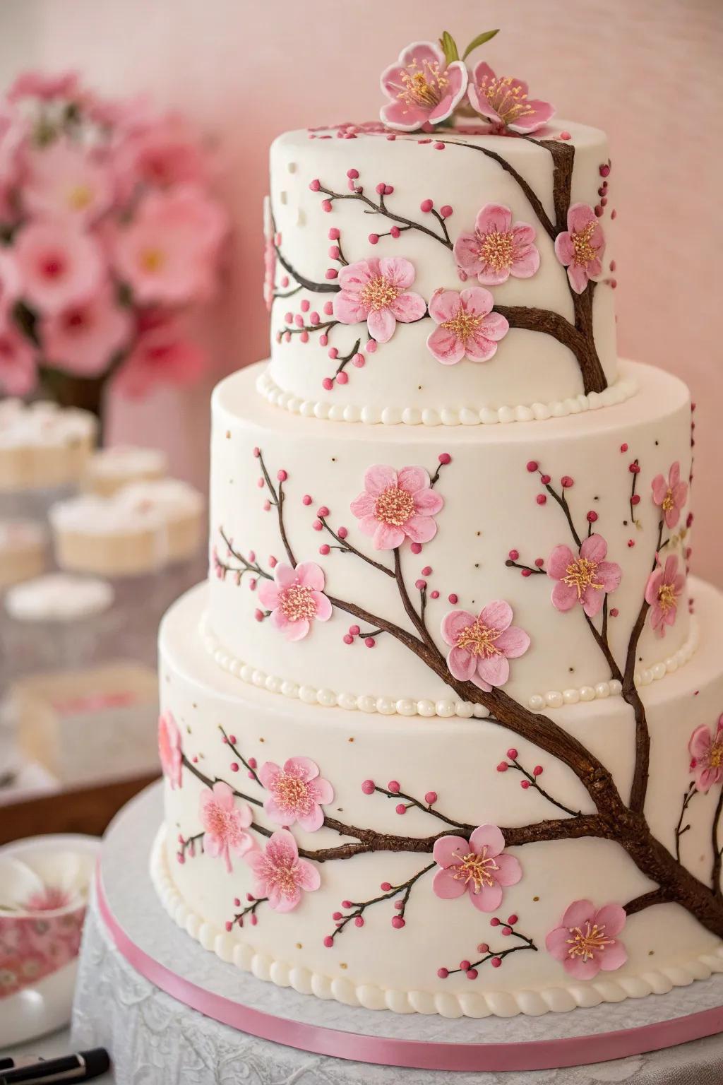 A sakura-inspired cake is a showstopper.