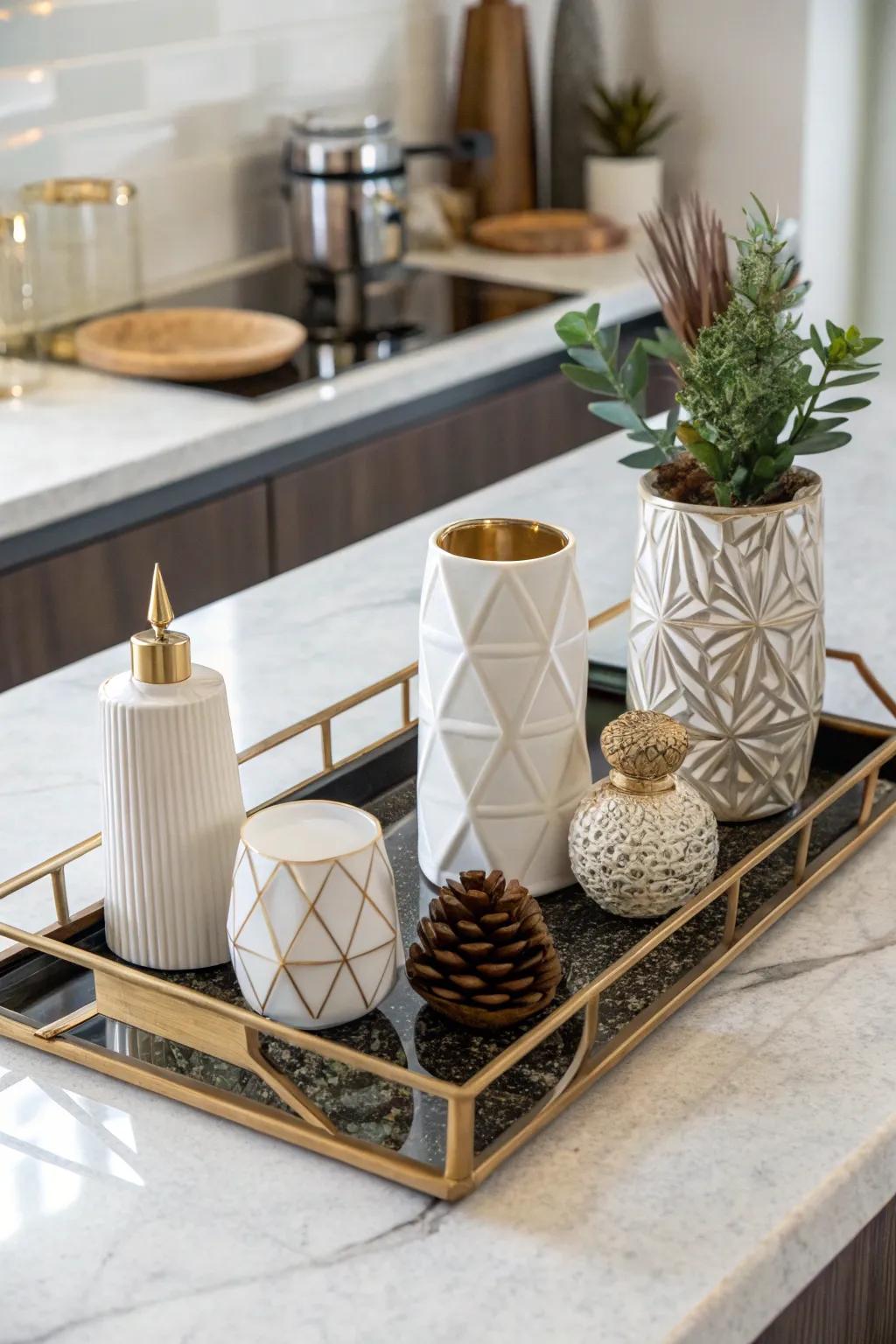 Geometric shapes introduce a modern flair to kitchen decor.