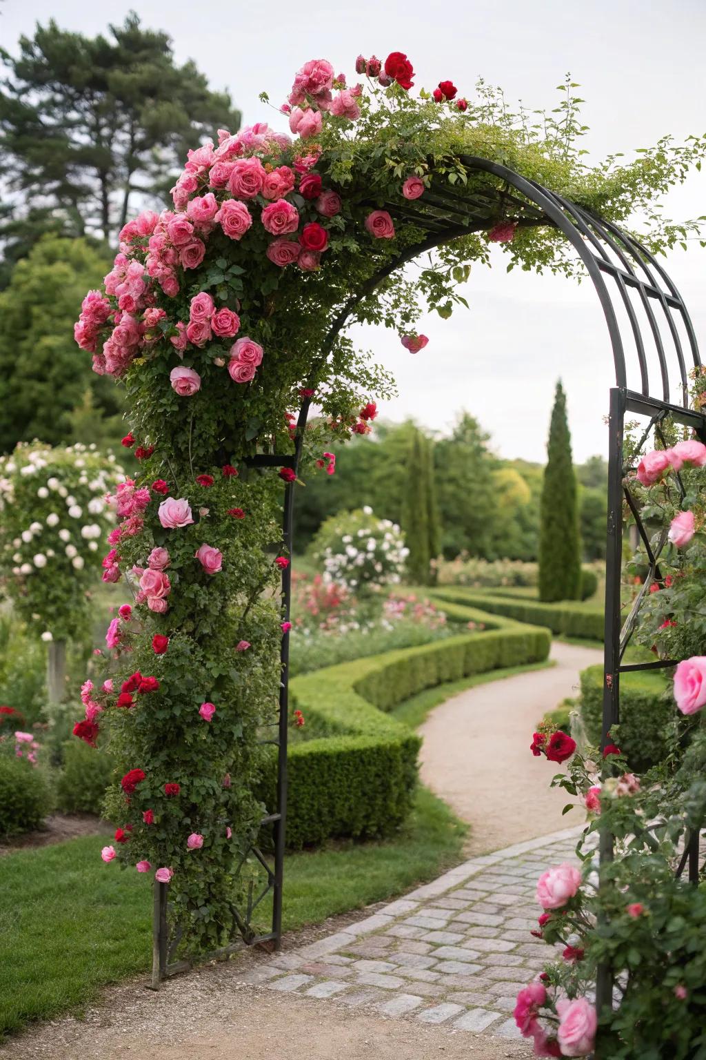 A garden arch adds romance and frames garden entrances.