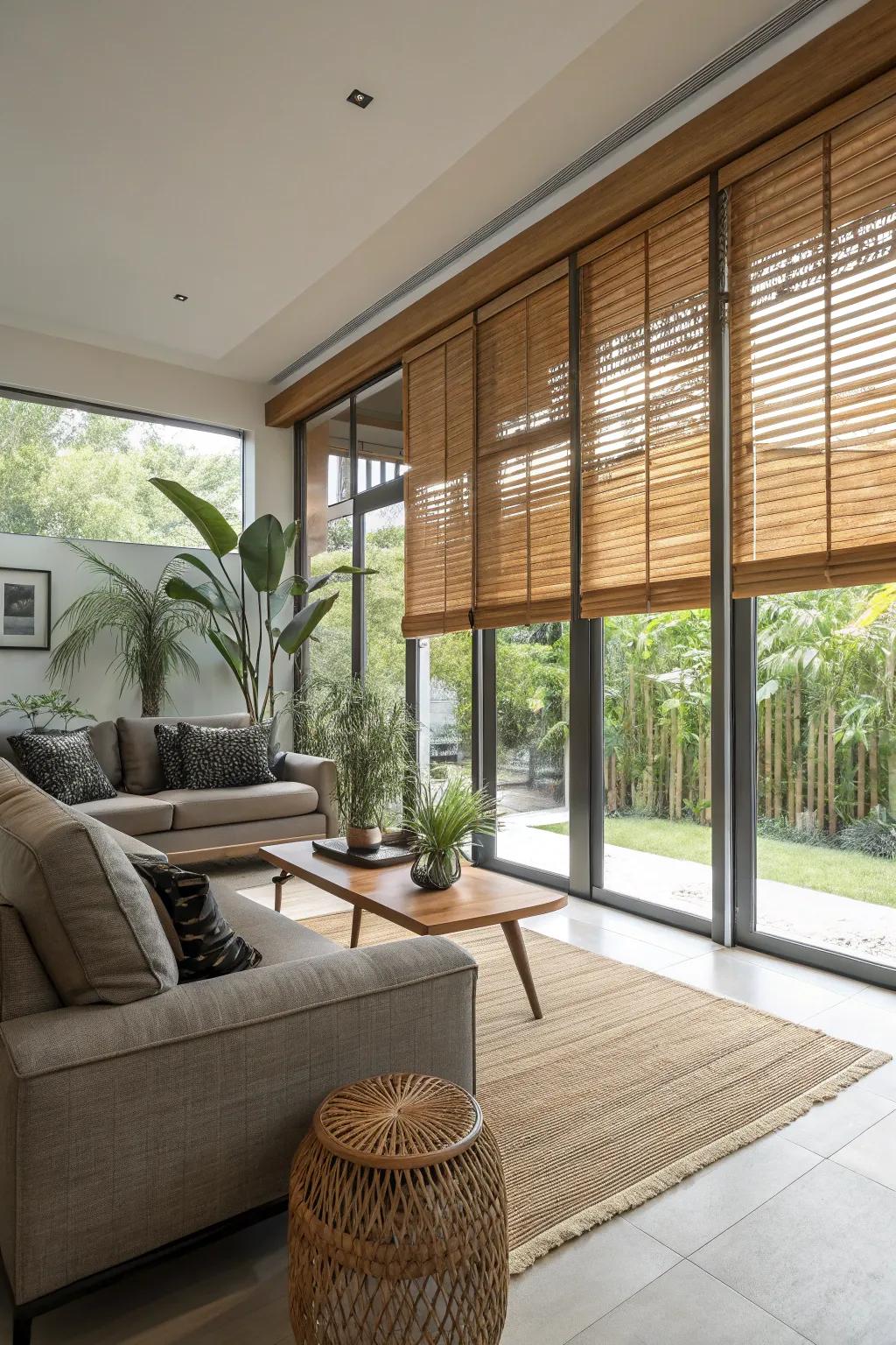 Eco-friendly blinds offer style and sustainability.