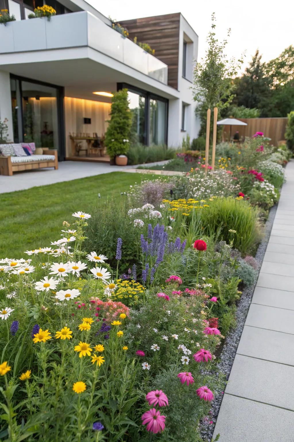 Wildflower mixes add a whimsical touch to modern gardens.