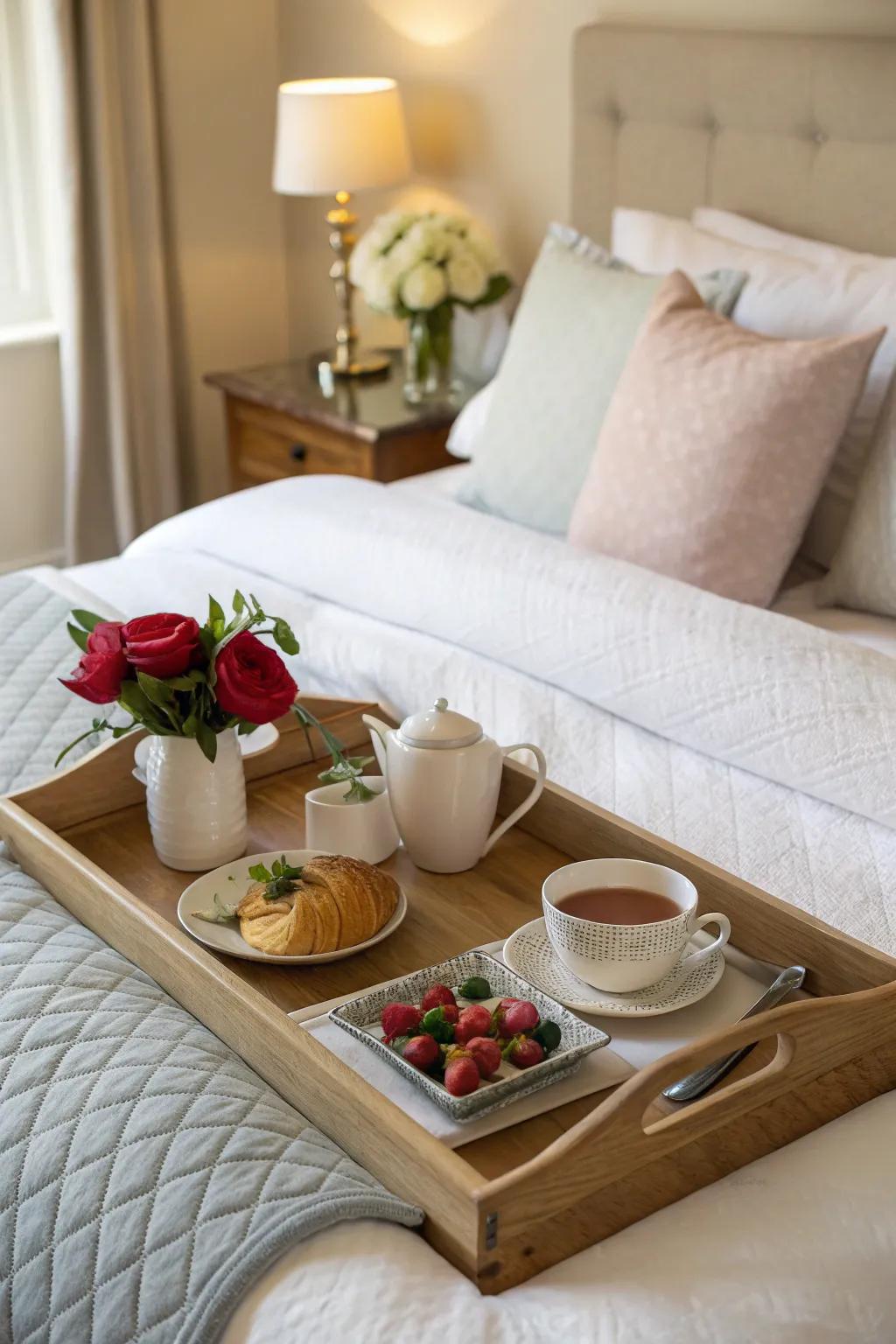 A breakfast-in-bed tray offers a sweet start to Mother's Day.