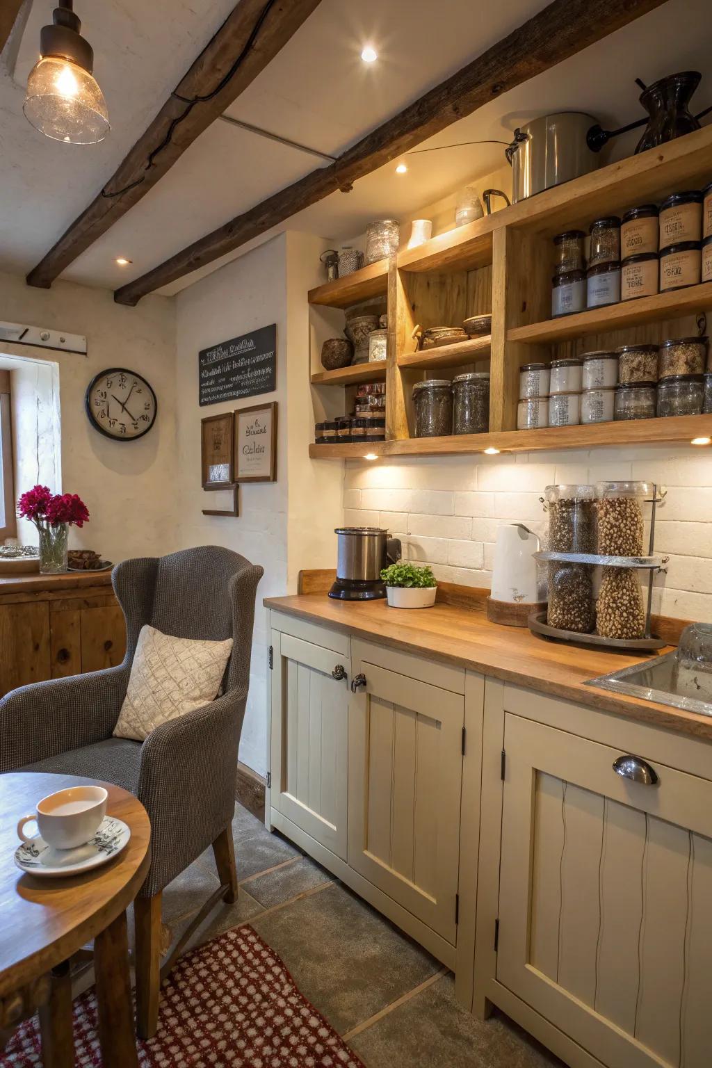 A cozy coffee nook in the kitchen.