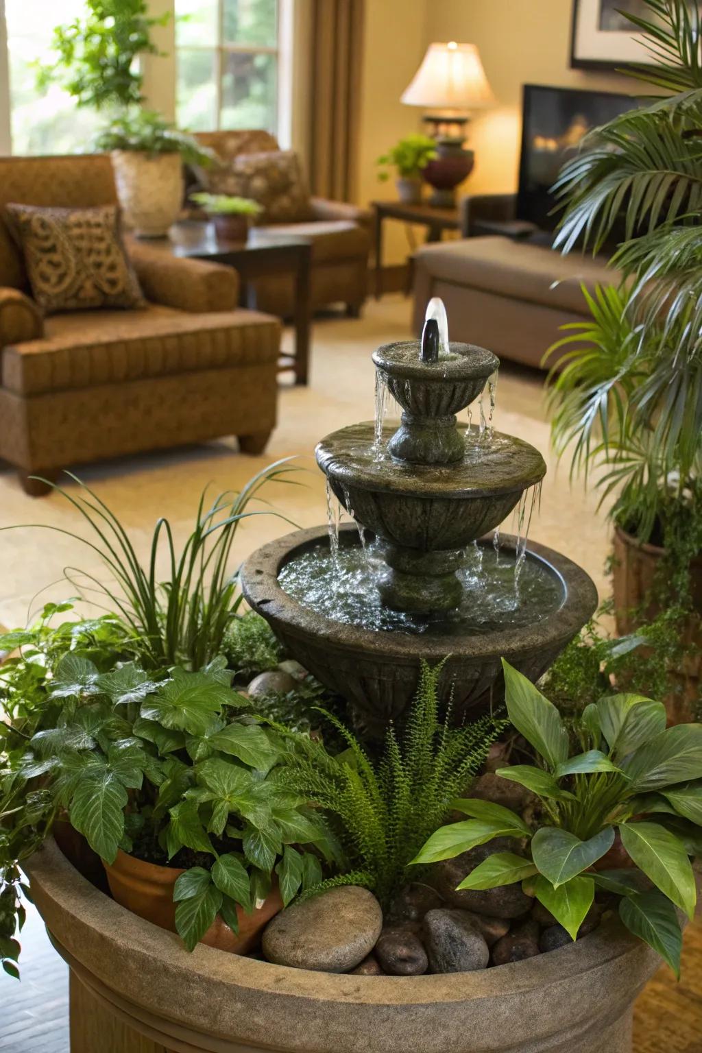 Water features introduce calm and relaxation.