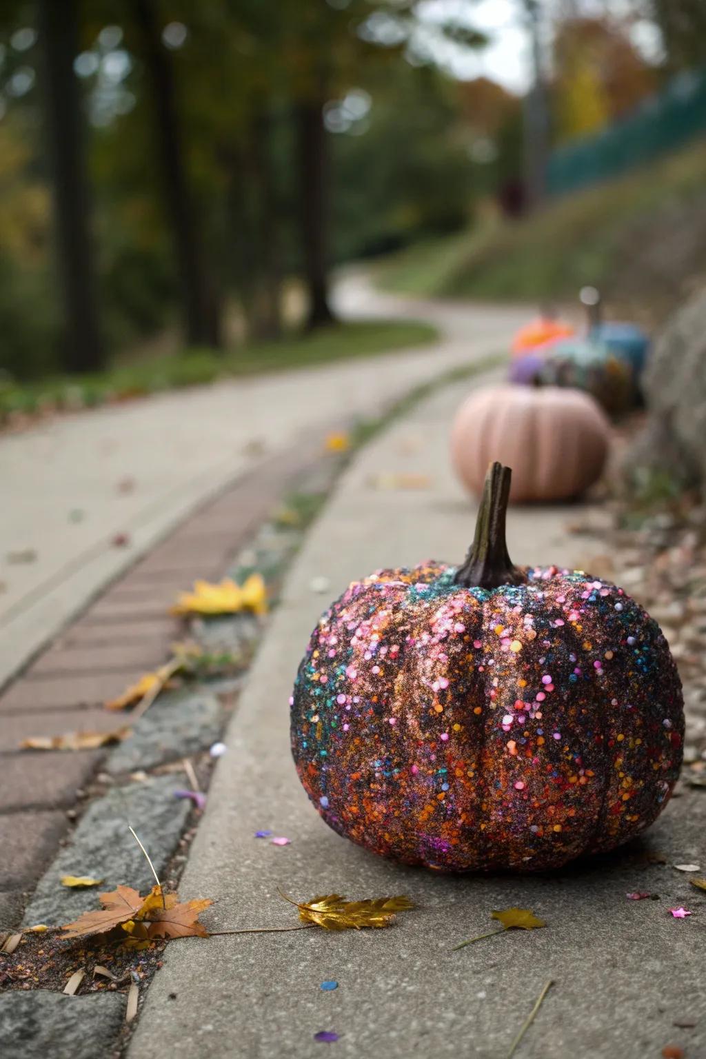A firework-inspired sparkle pumpkin that dazzles during the night.