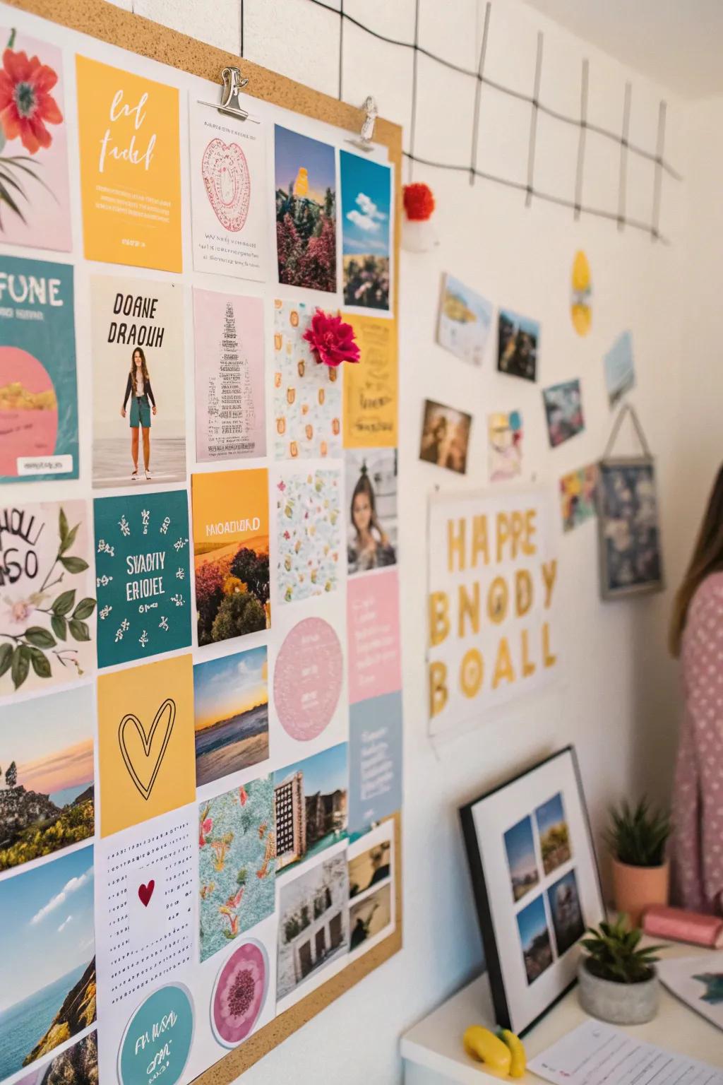 Visualize your dreams with a mood board sticker wall.