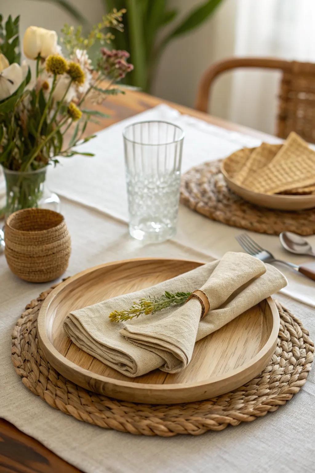 Napkins made of organic materials provide eco-friendly elegance.