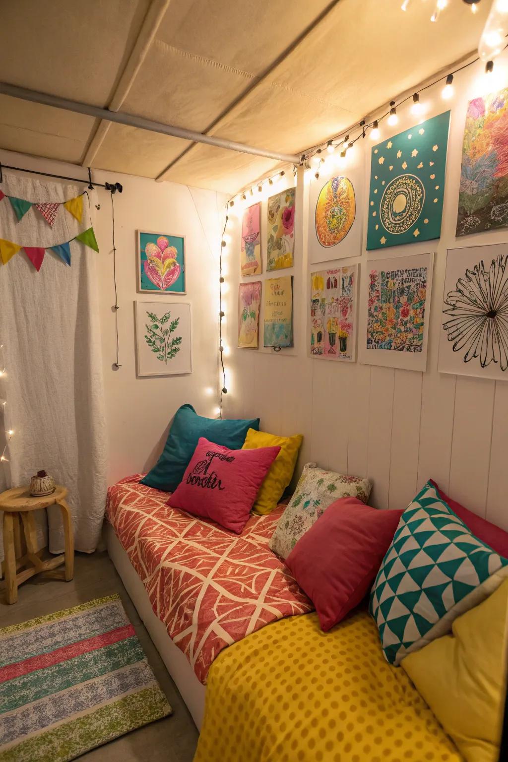 Colorful touches liven up a room.
