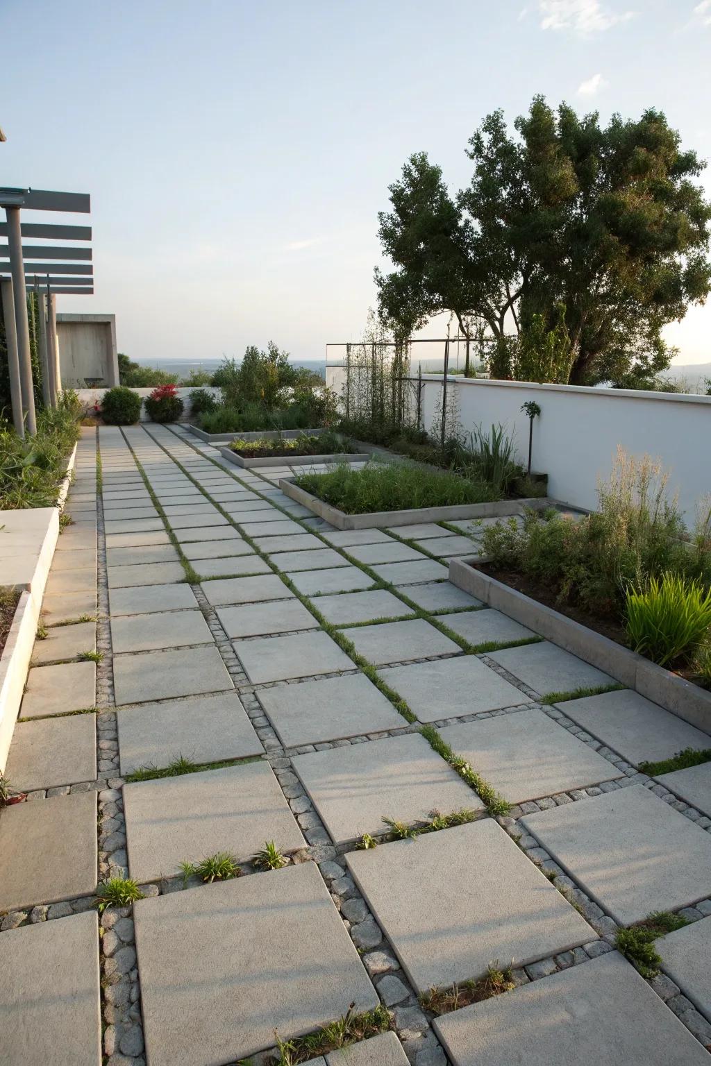 Substantial pavers offer flexible and solid deck surface arrangements.