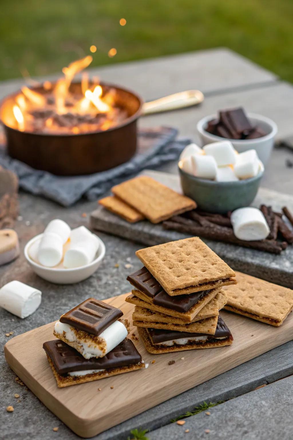 A s'mores bar that brings campfire nostalgia to your wedding.