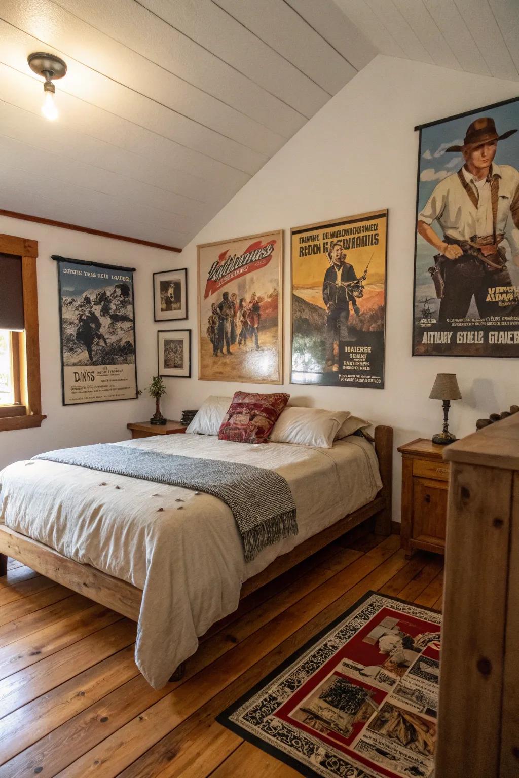 Vintage posters add a nostalgic cinematic touch to your decor.