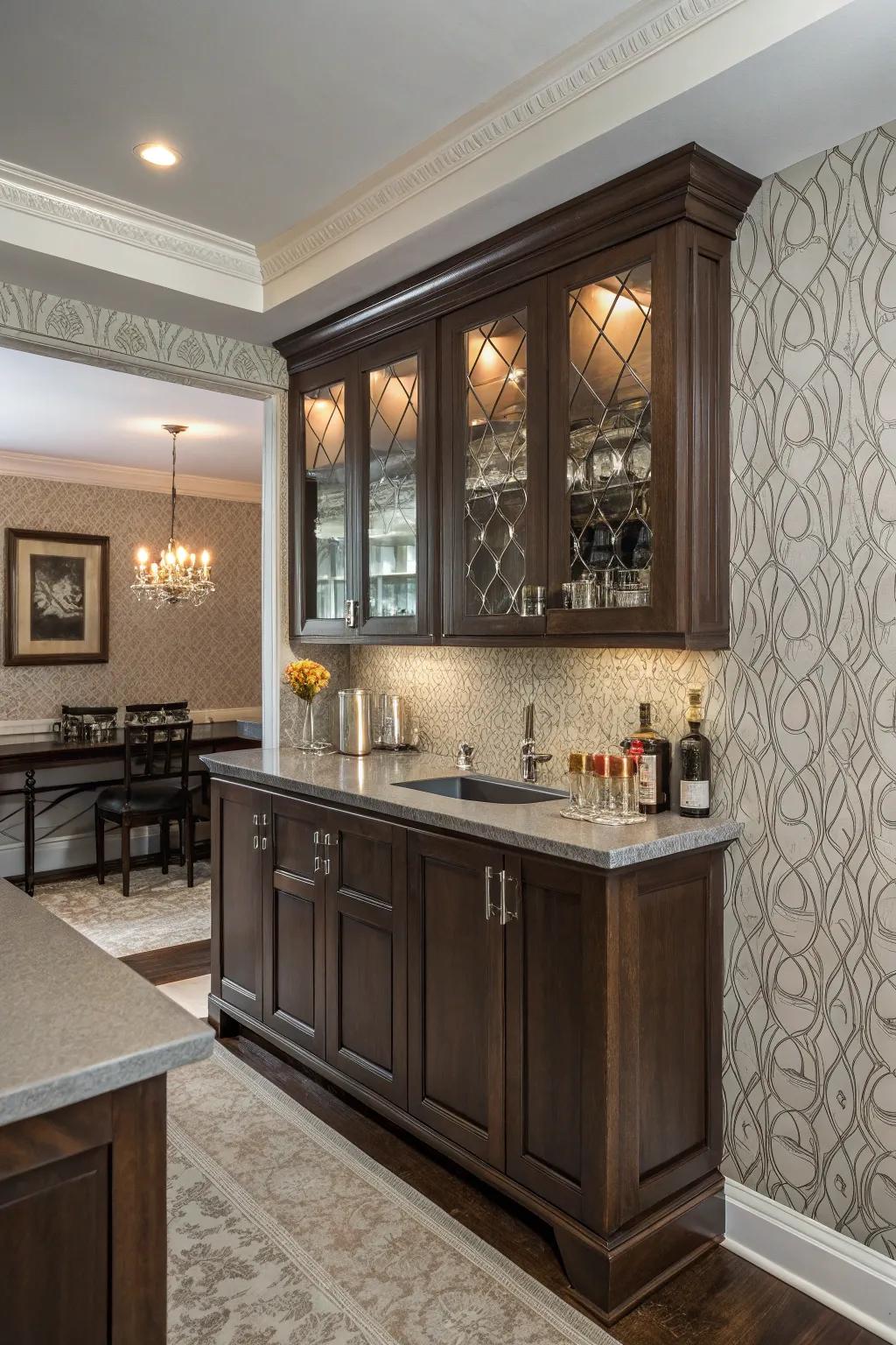Amplify the ambiance through subtle wall covering.