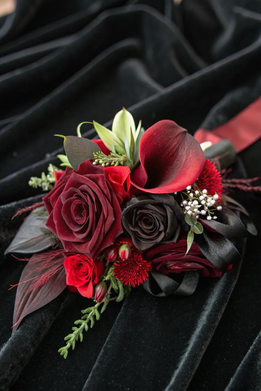 Dramatic wrist adornment featuring gothic glam style.