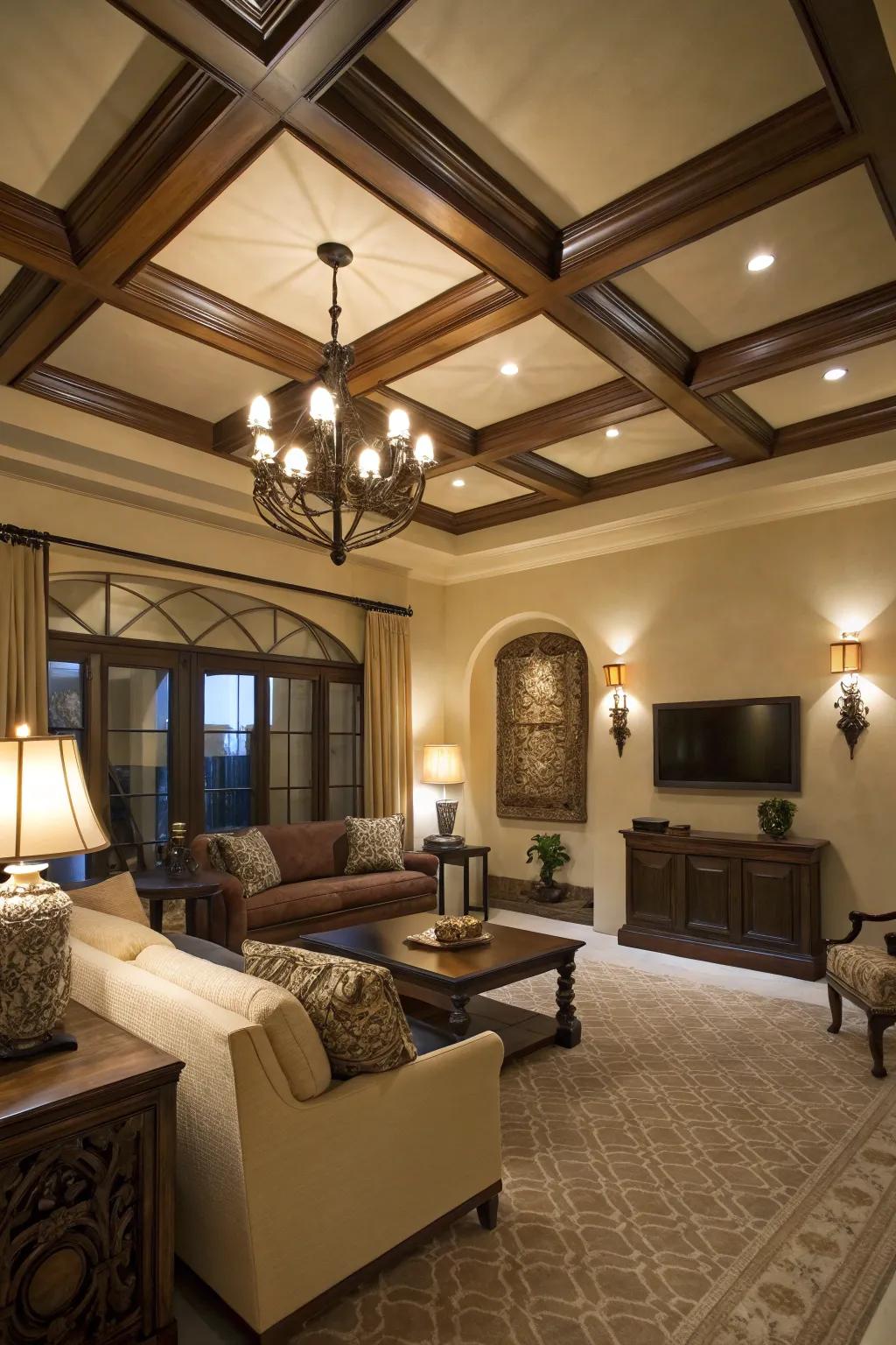 Ceiling features enhance vertical interest and elegance.