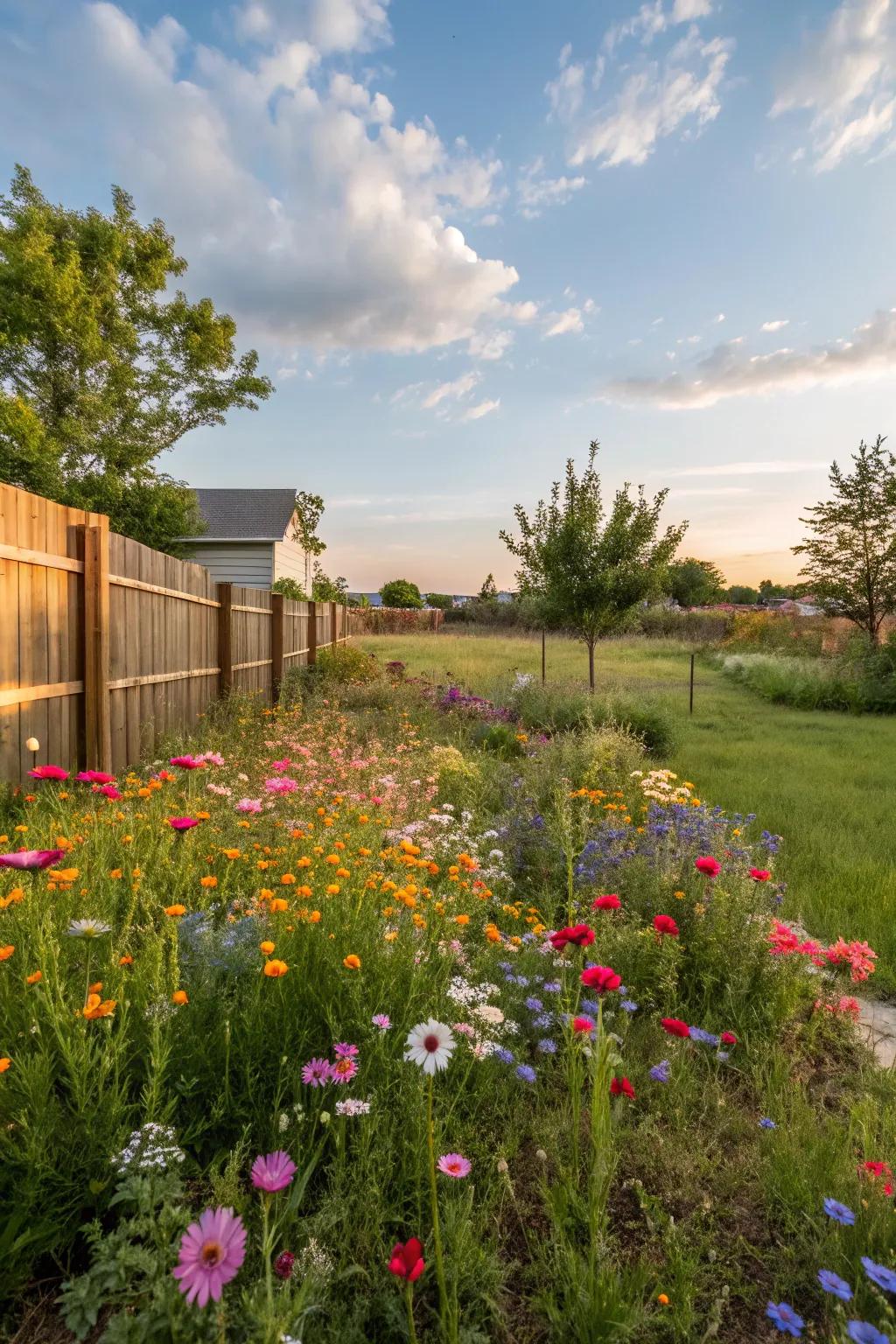 Wildflower meadows bring vibrant colors and attract pollinators.