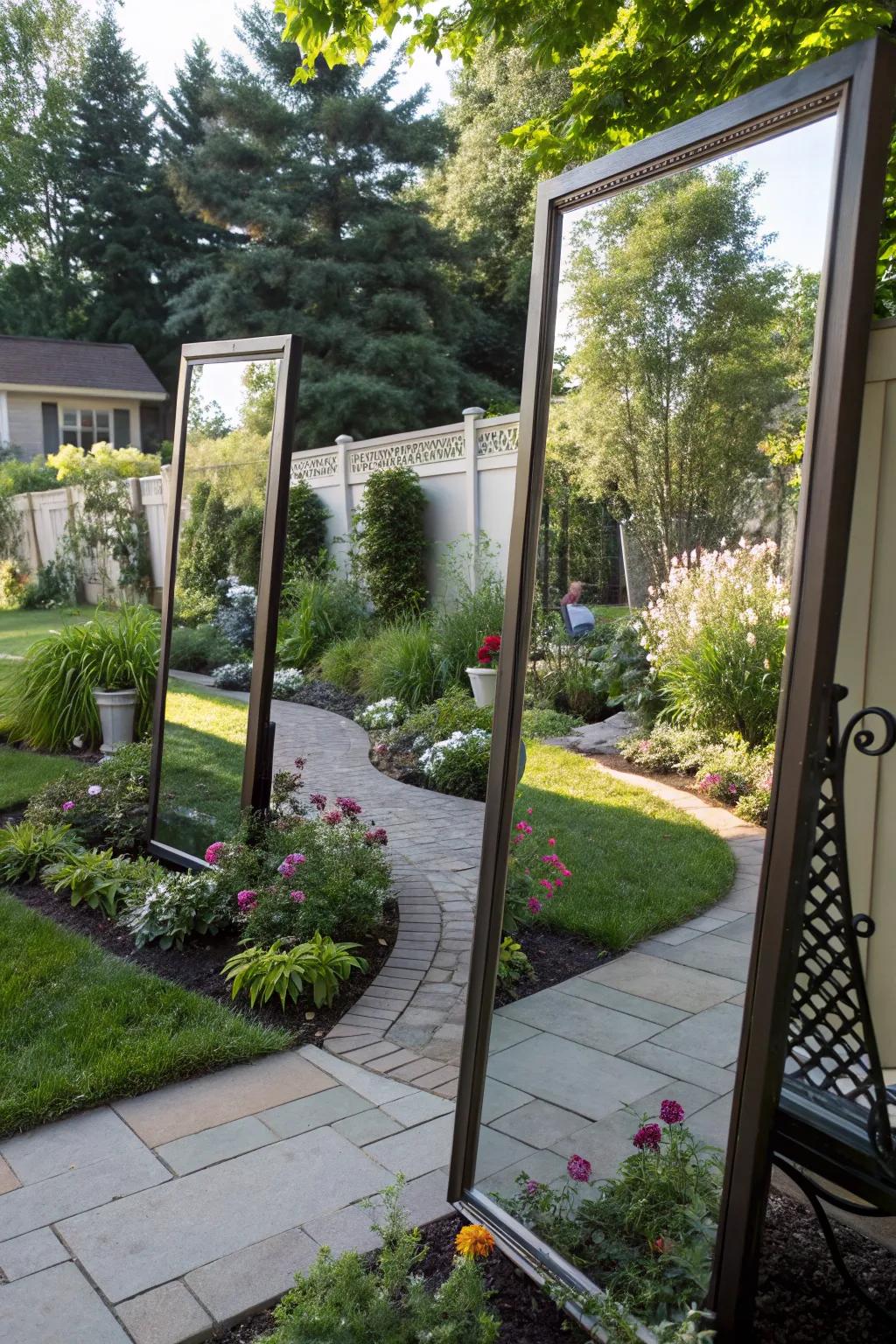 Mirror illusion that expands your garden space.