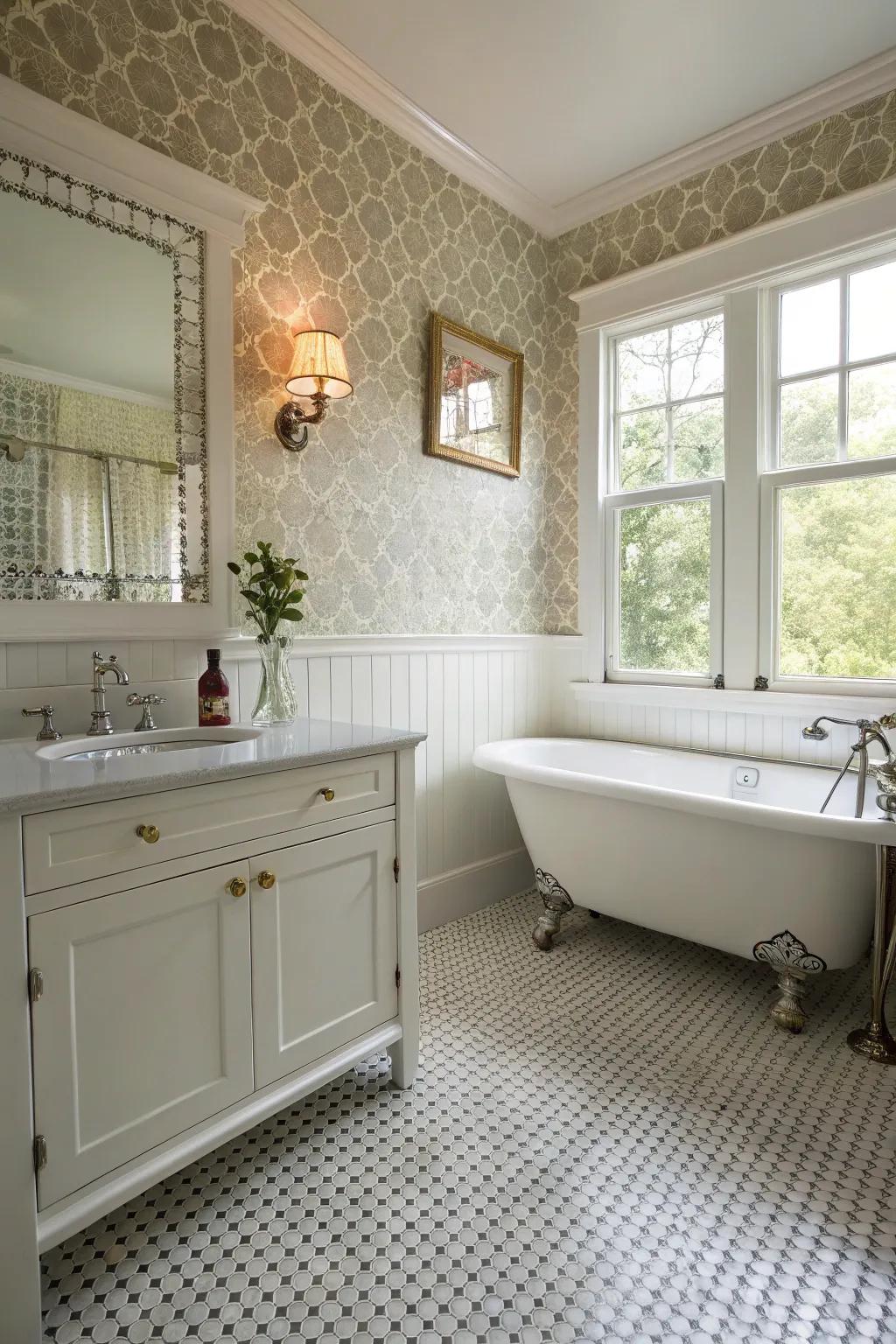 Savor timeless appeal with coin tiles.