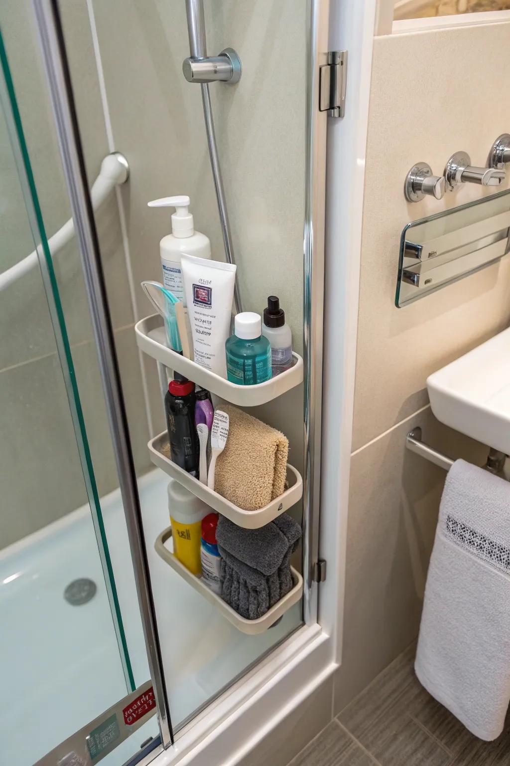 Optimize small spaces with a compact shower caddy.