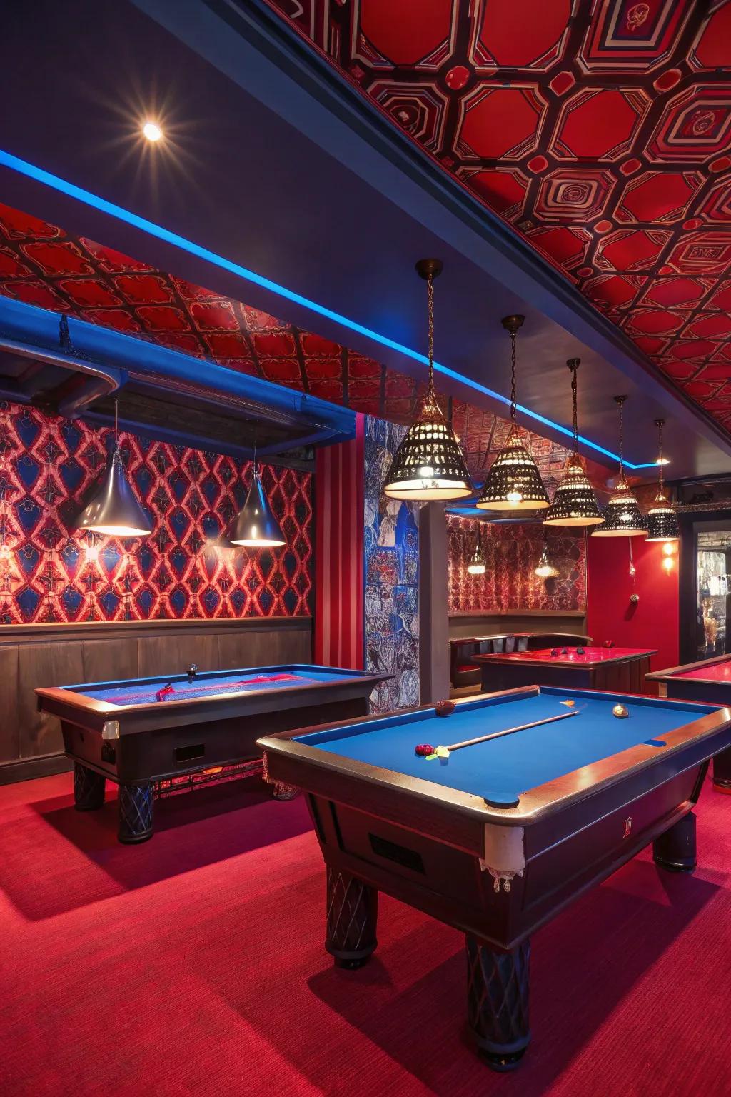 Bold colors add energy and excitement to your billiard hall.