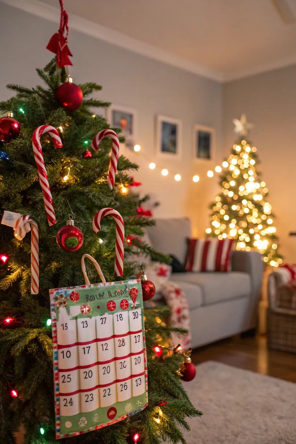 Interactive components render this peppermint paradise tree amusing and engaging.