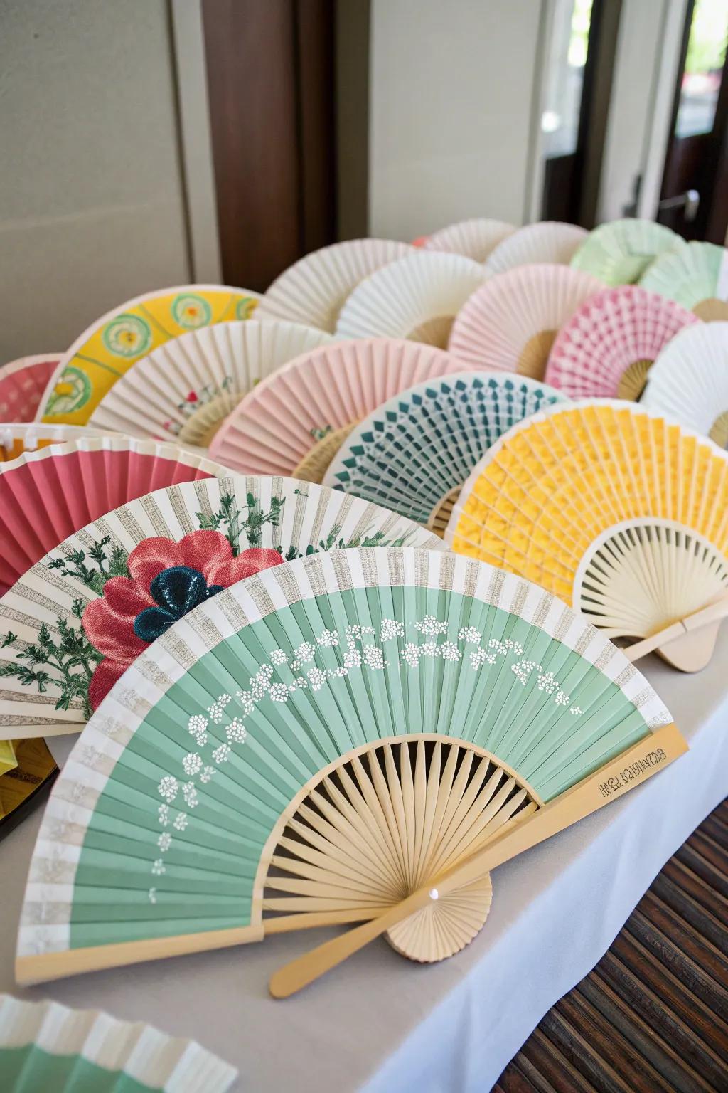 Decorative fans keep guests cool while adding a touch of flair.