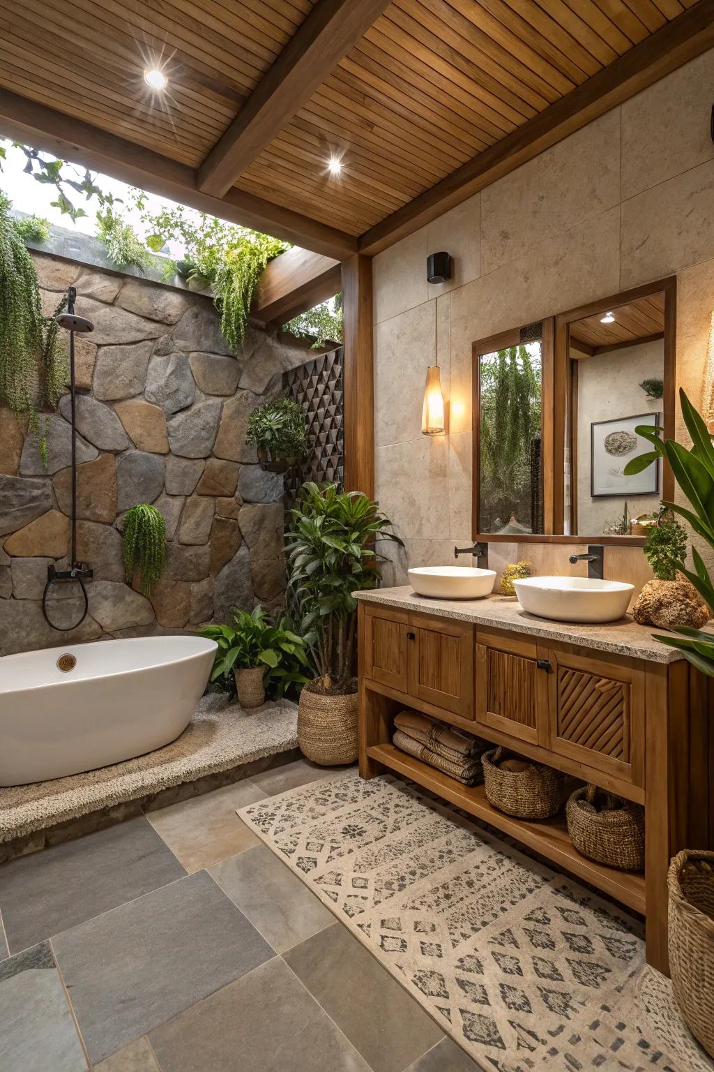 A serene bathroom inspired by organic elements.