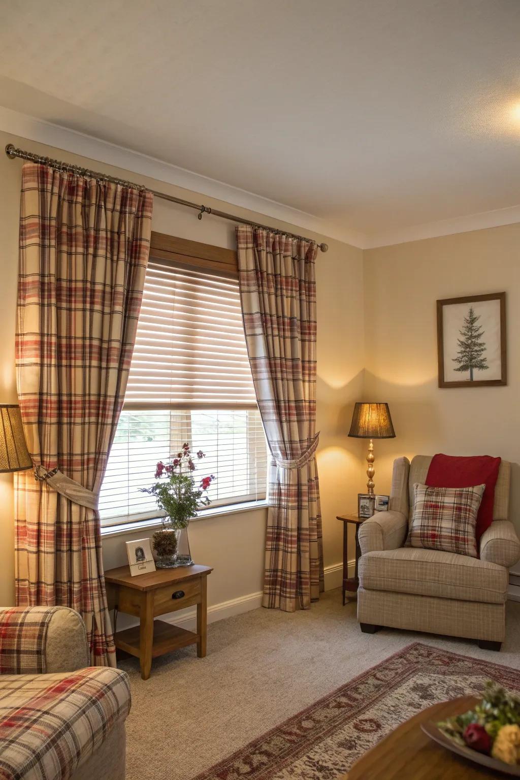 Checkered window coverings infuse coziness and warmth to any space.