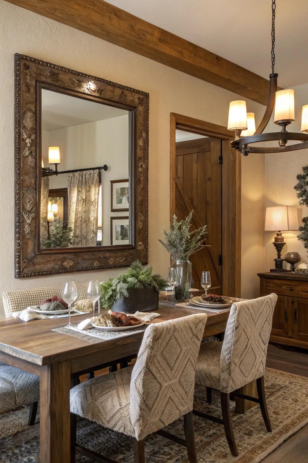 Wood frames add warmth and complement natural materials.