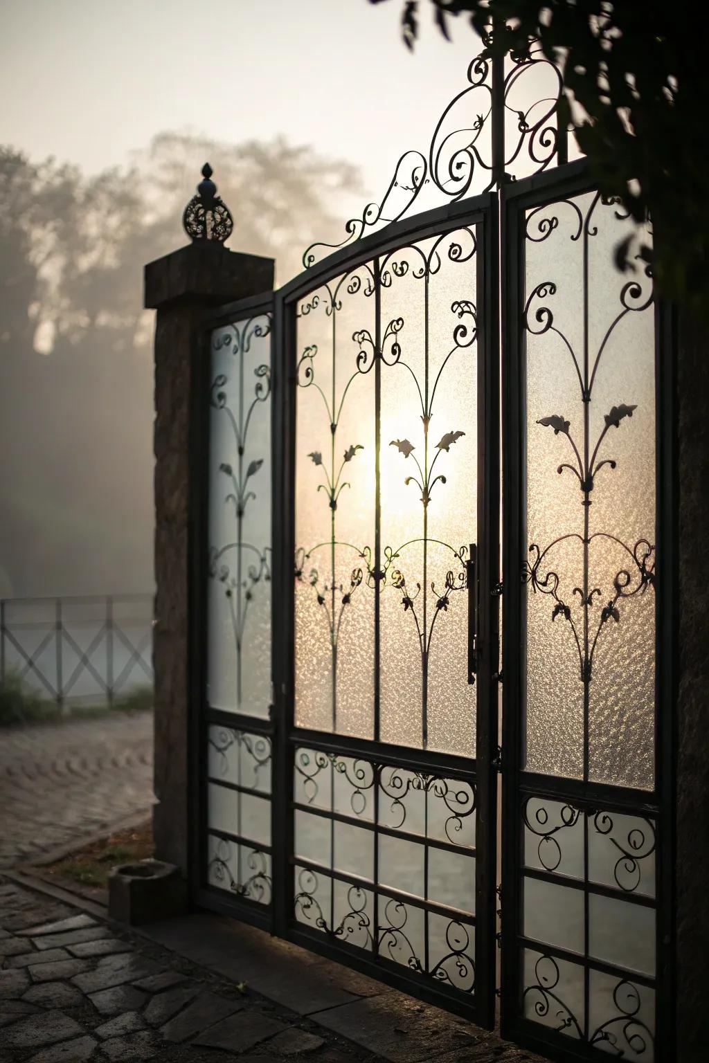 Frosted glass panels provide privacy and a contemporary look.