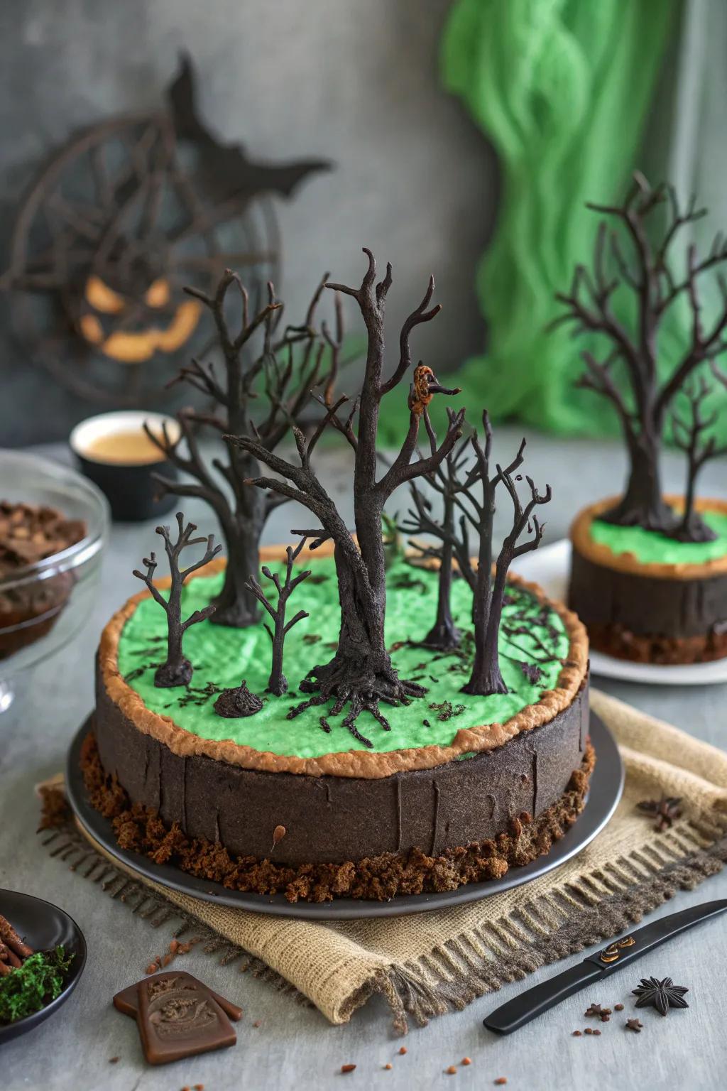 A haunted woodland vista incorporates an imaginative element.