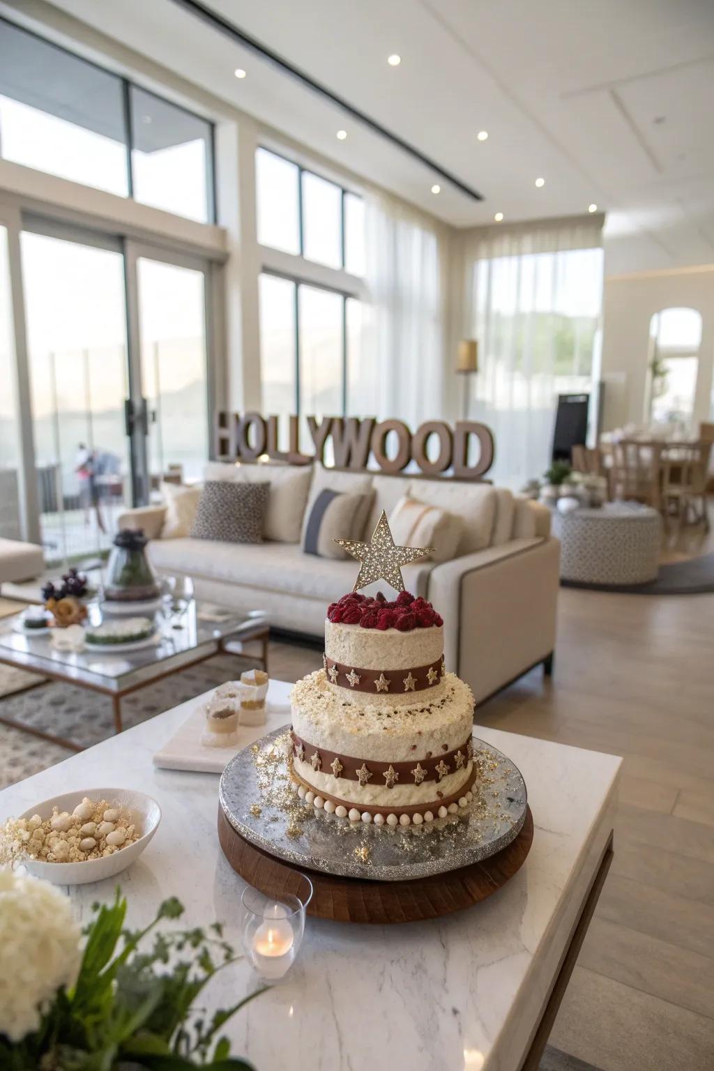 A cake featuring the iconic Hollywood sign for a bold statement.