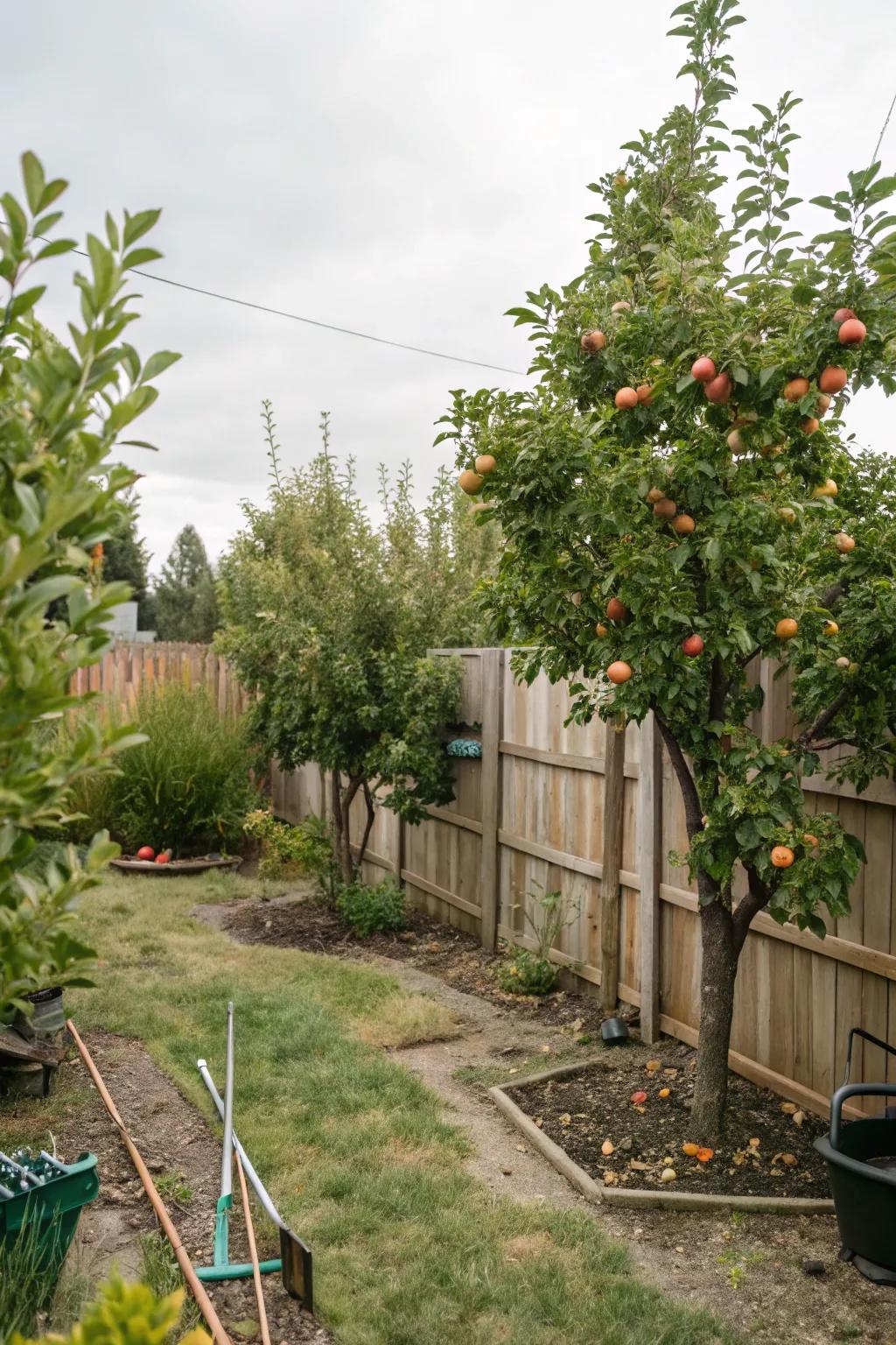 A mini orchard brings beauty and fresh fruits to your garden.