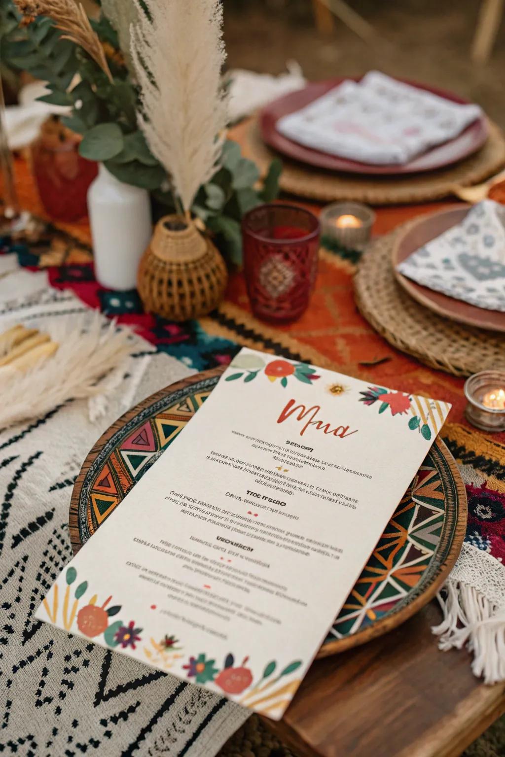 Eclectic backgrounds offer a unique, personalized style to your menu.