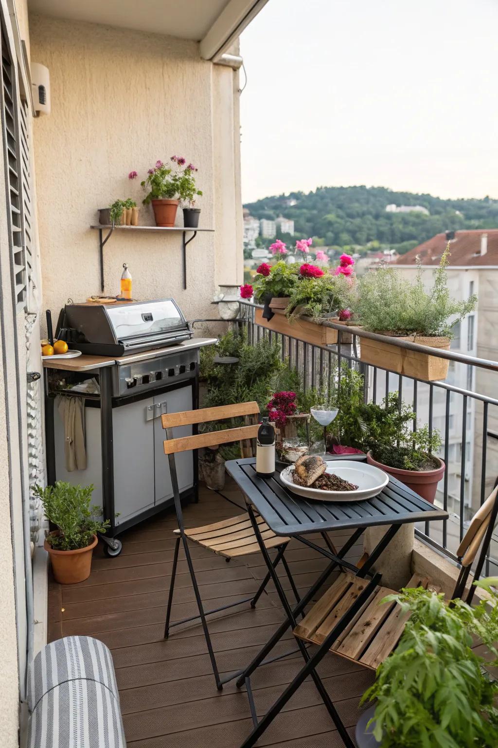 Cook and socialize using a practical outdoor kitchenette.