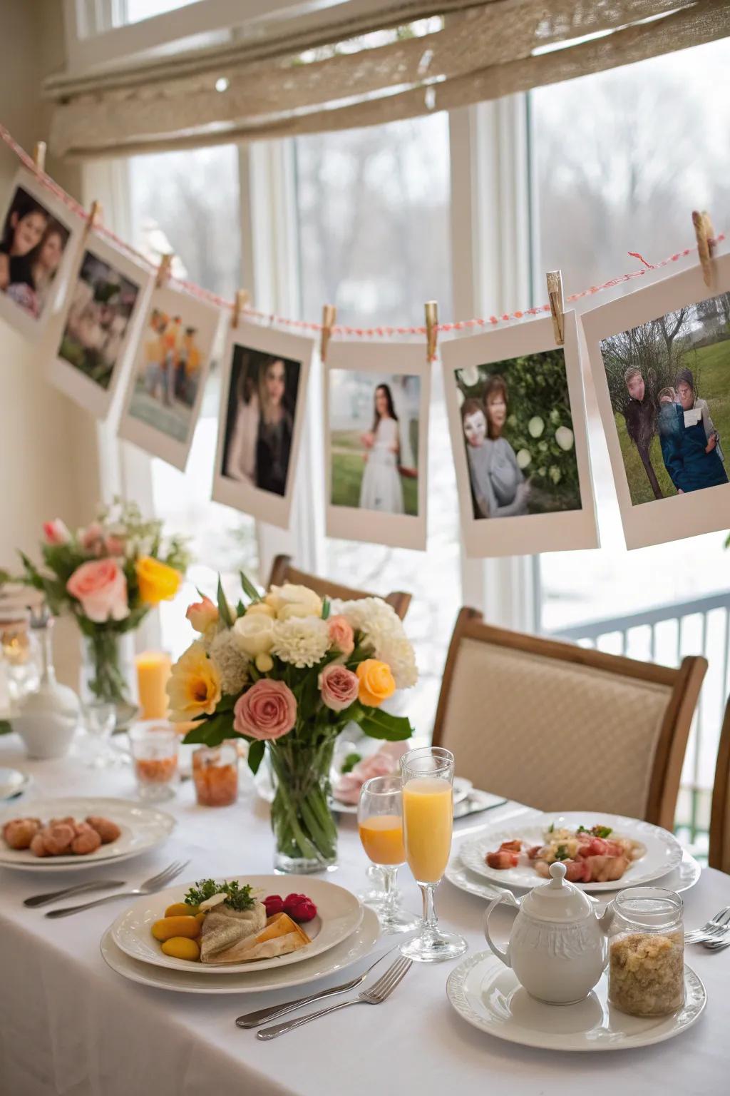 A family photo display evokes nostalgia and warmth.